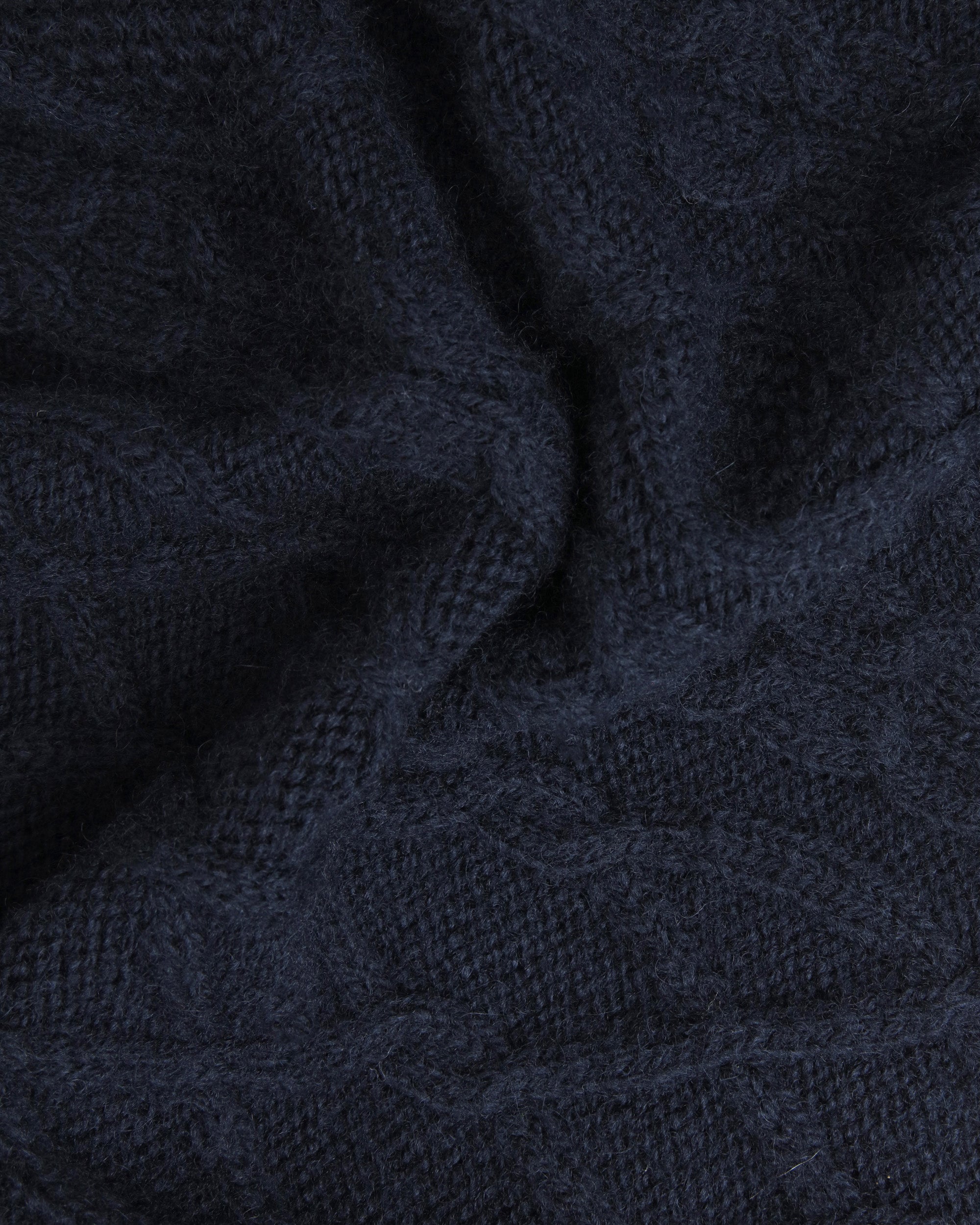 Made-in-Norway Navy Aran Knit Sweater - Classic Fit