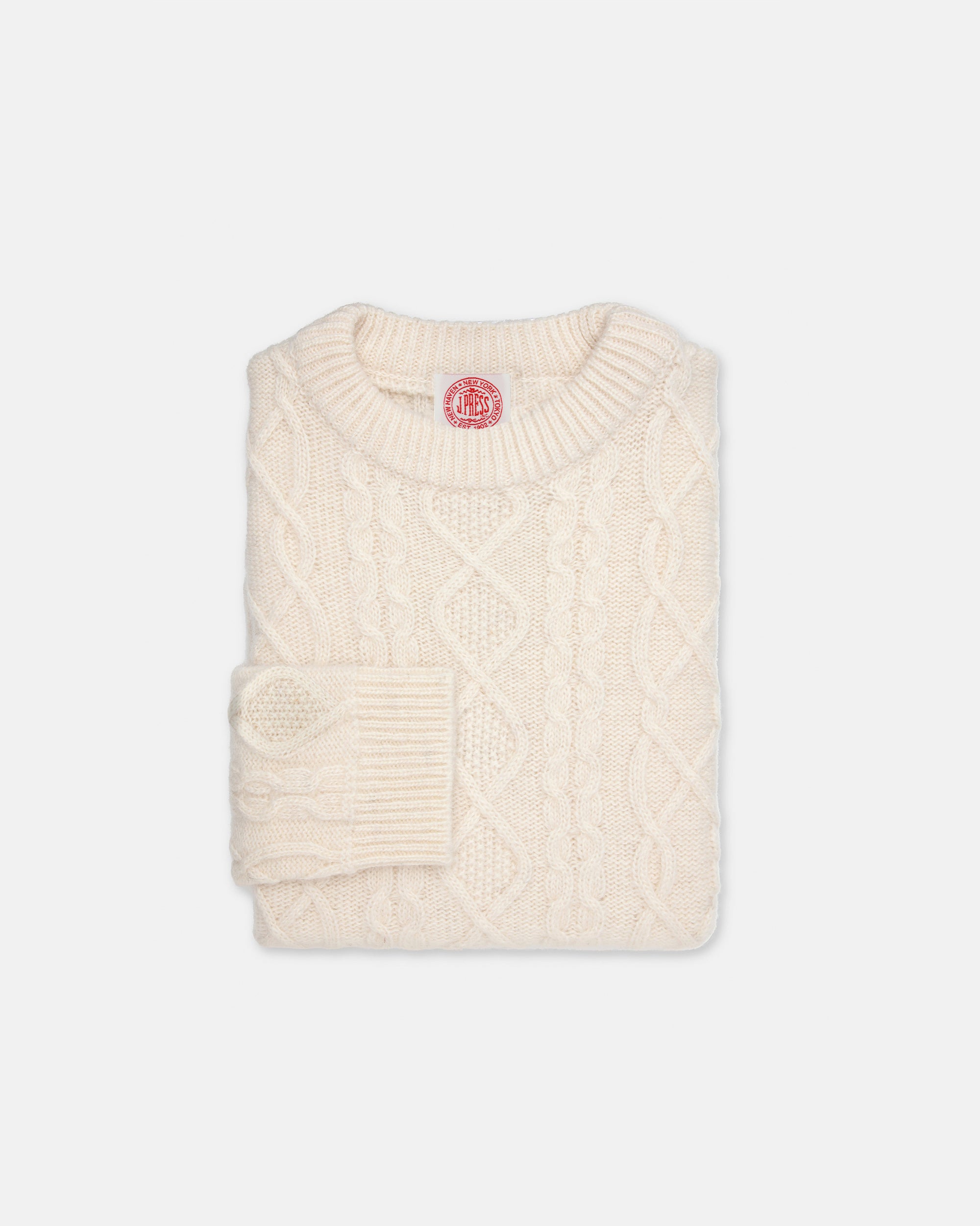 Made-in-Norway Cream Aran Knit Sweater - Classic Fit