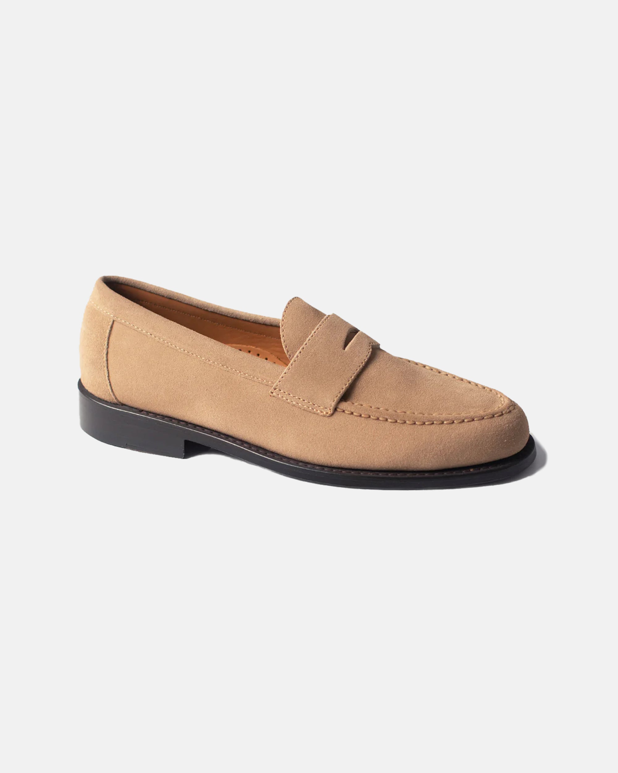 Tan Suede Penny Loafers