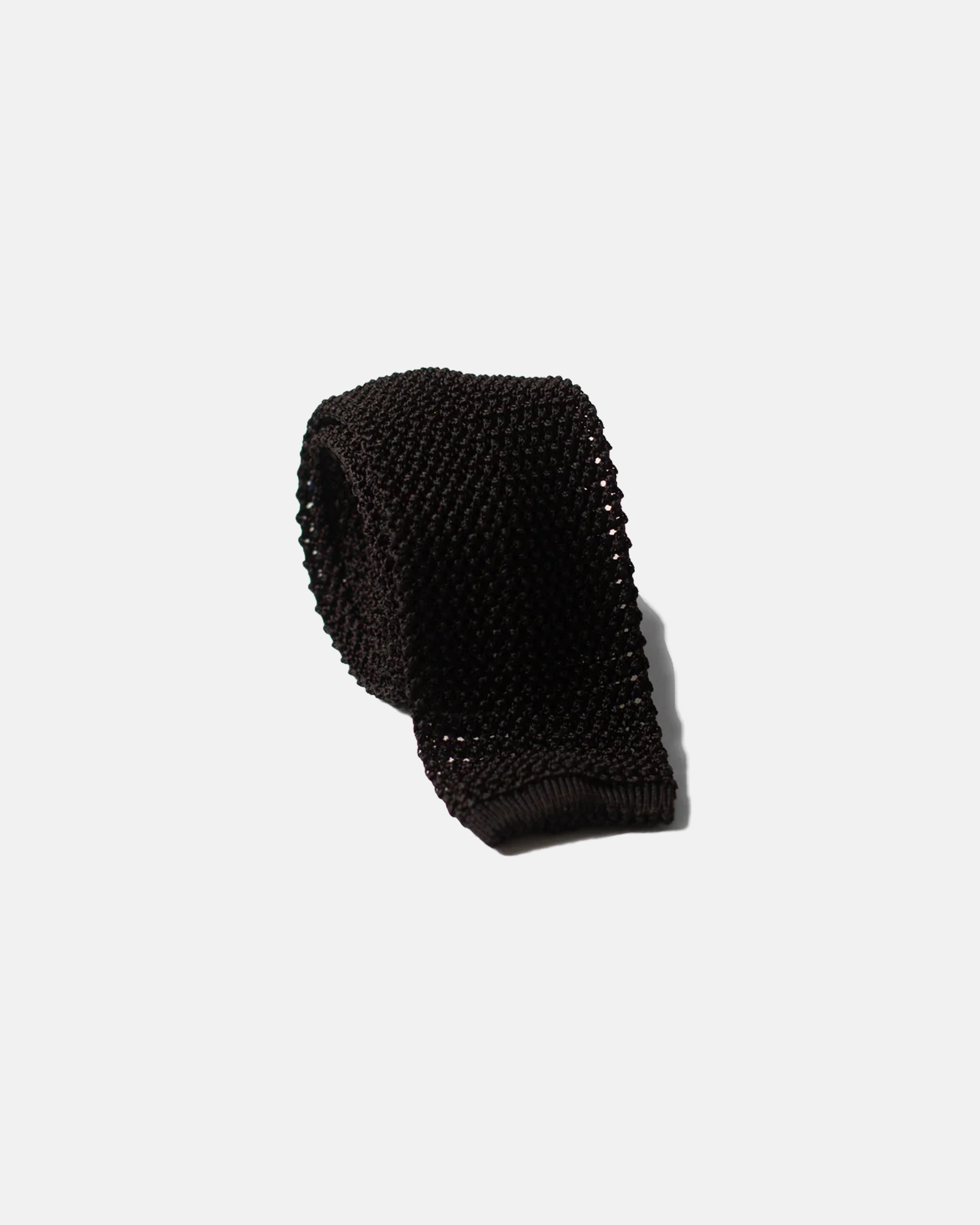 Made-in-Italy Black Solid Silk Knit Tie