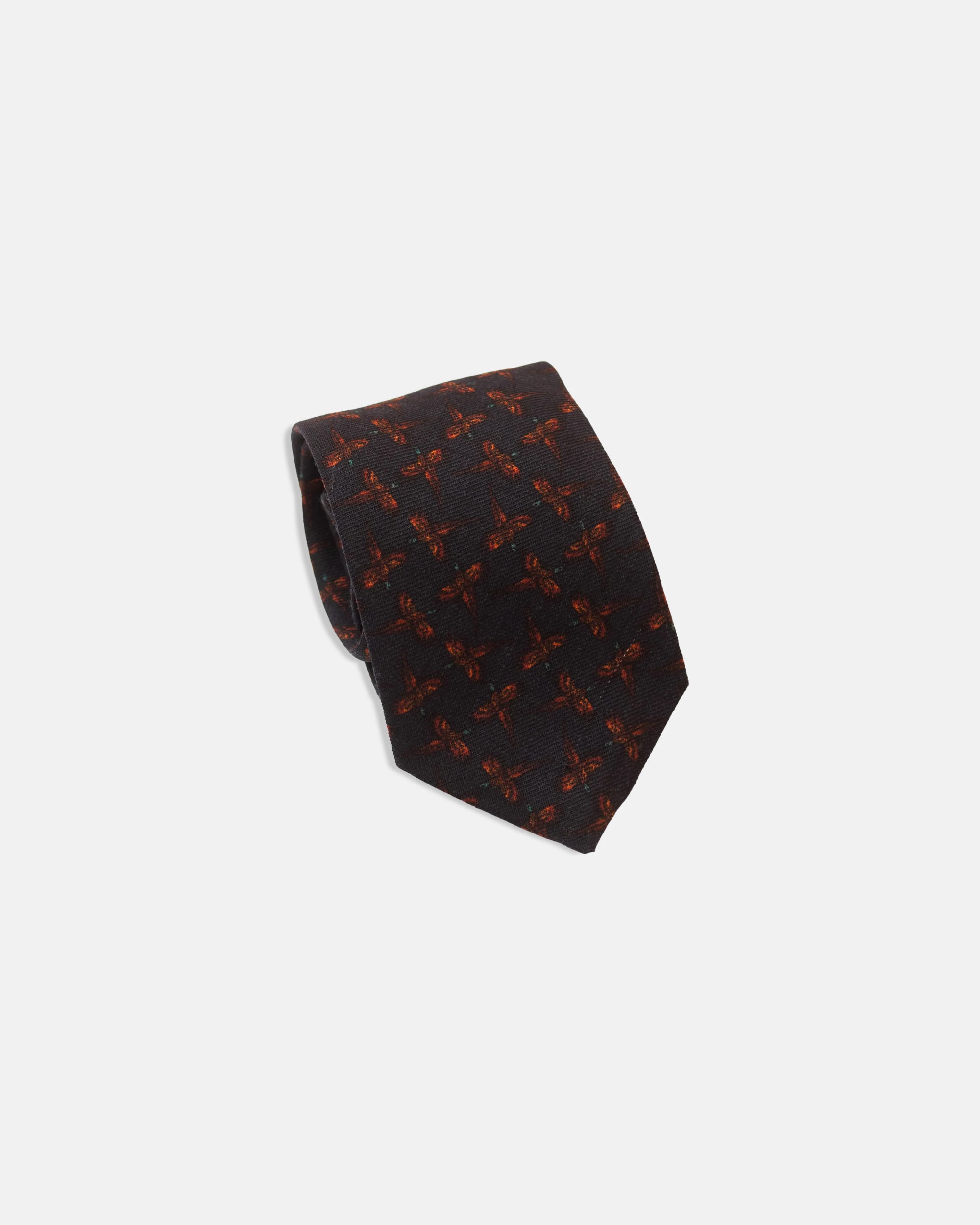 Made-in-Ireland Navy Pheasant Wool Challis Tie