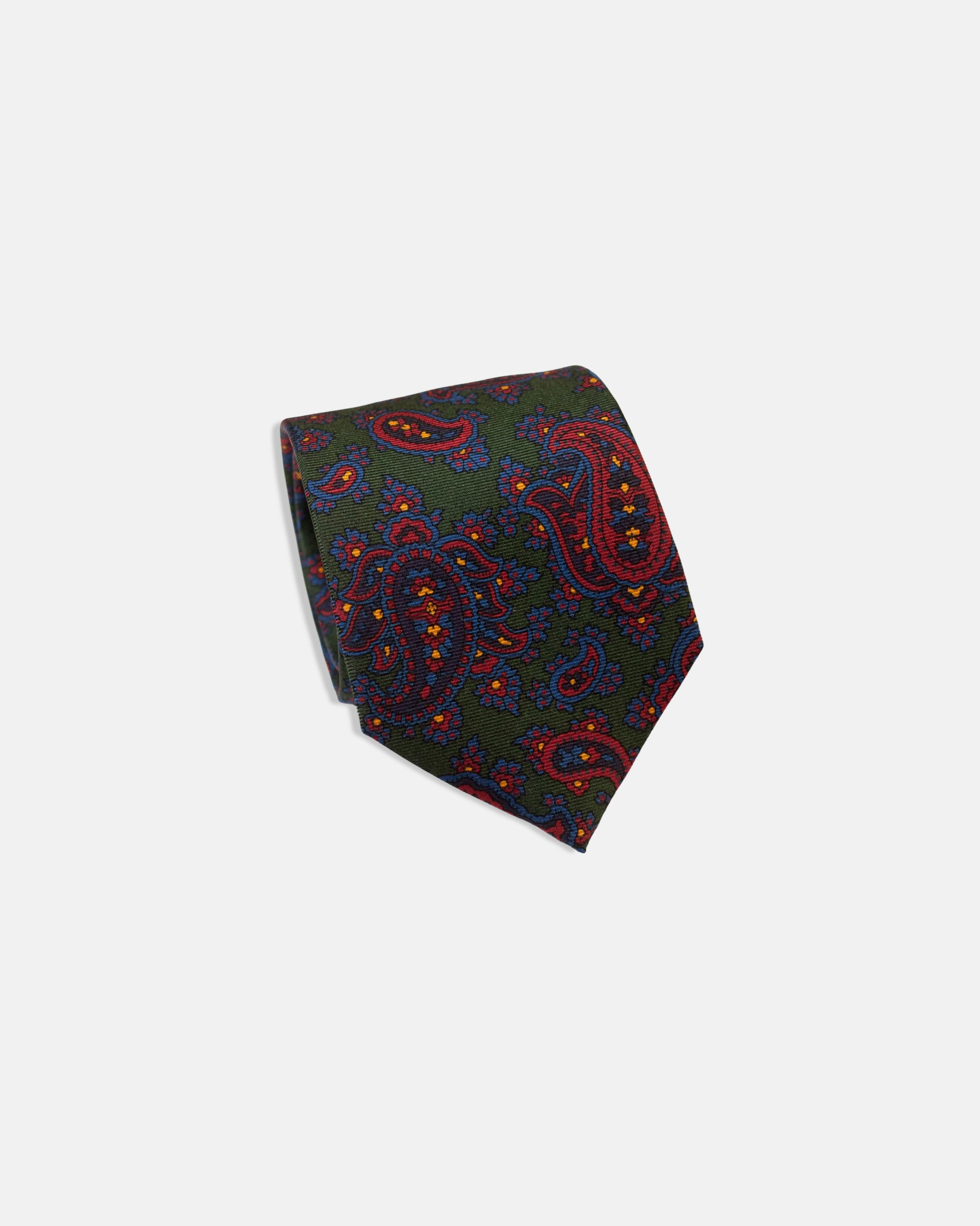 Made-in-England Green Paisley Ancient Madder Tie
