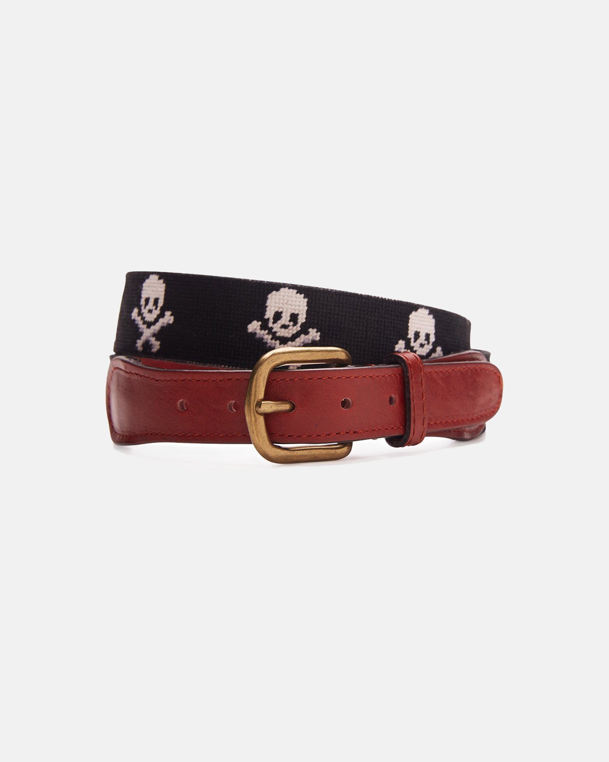 Skull and Bones Needlepoint Belt