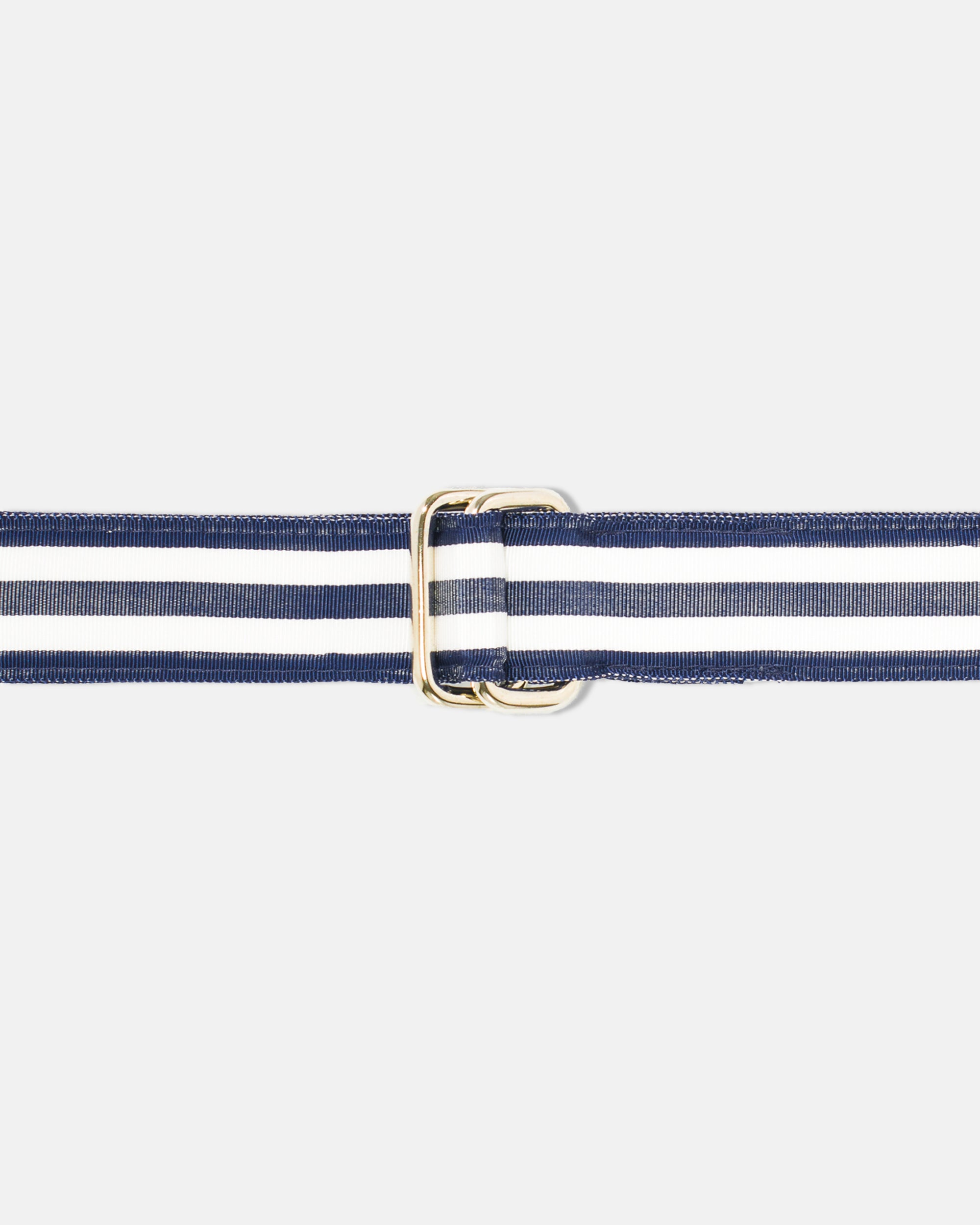 Made-in-USA Navy & White Striped Grosgrain Ribbon Belt