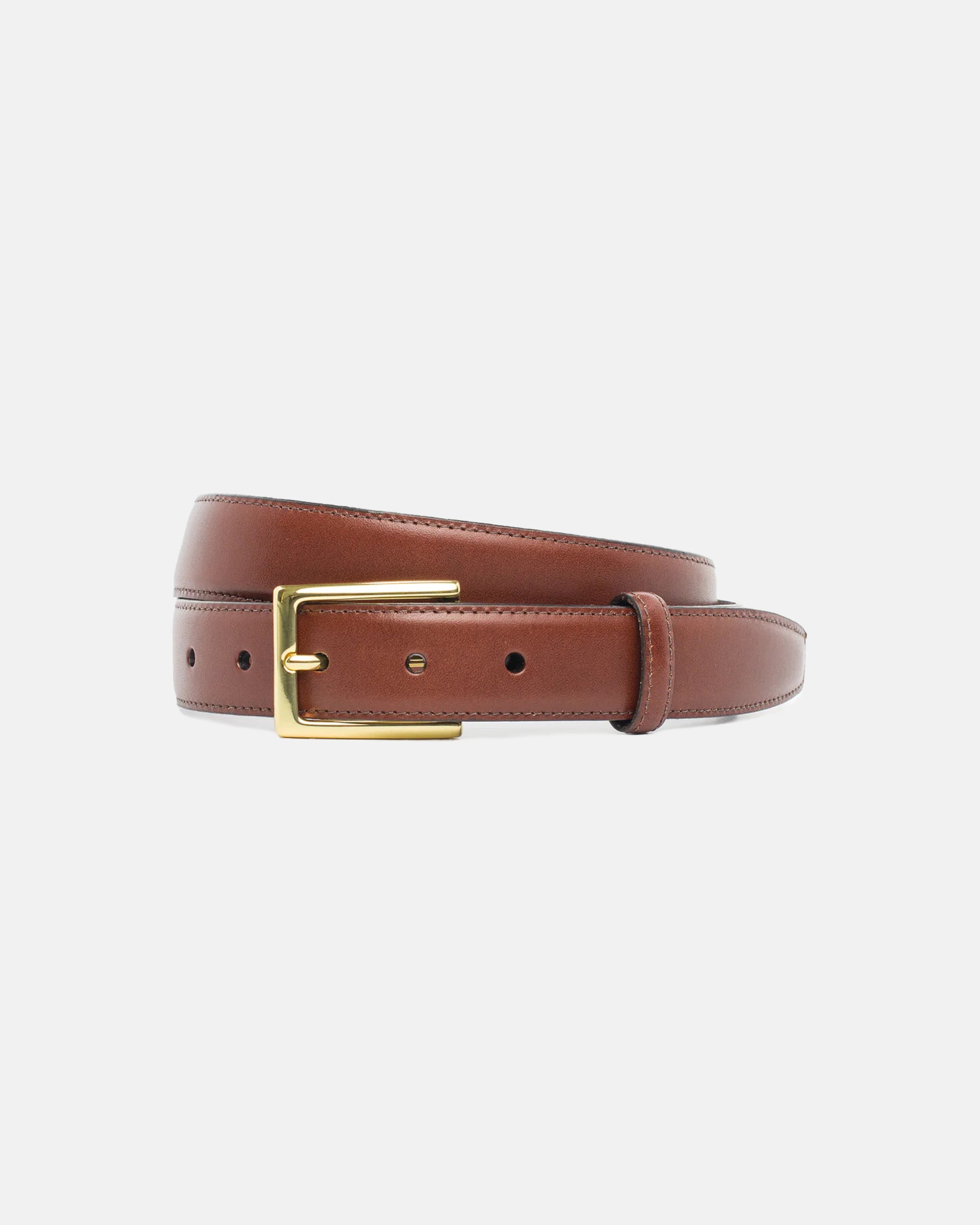 Made-in-USA Cognac Italian Leather Belt