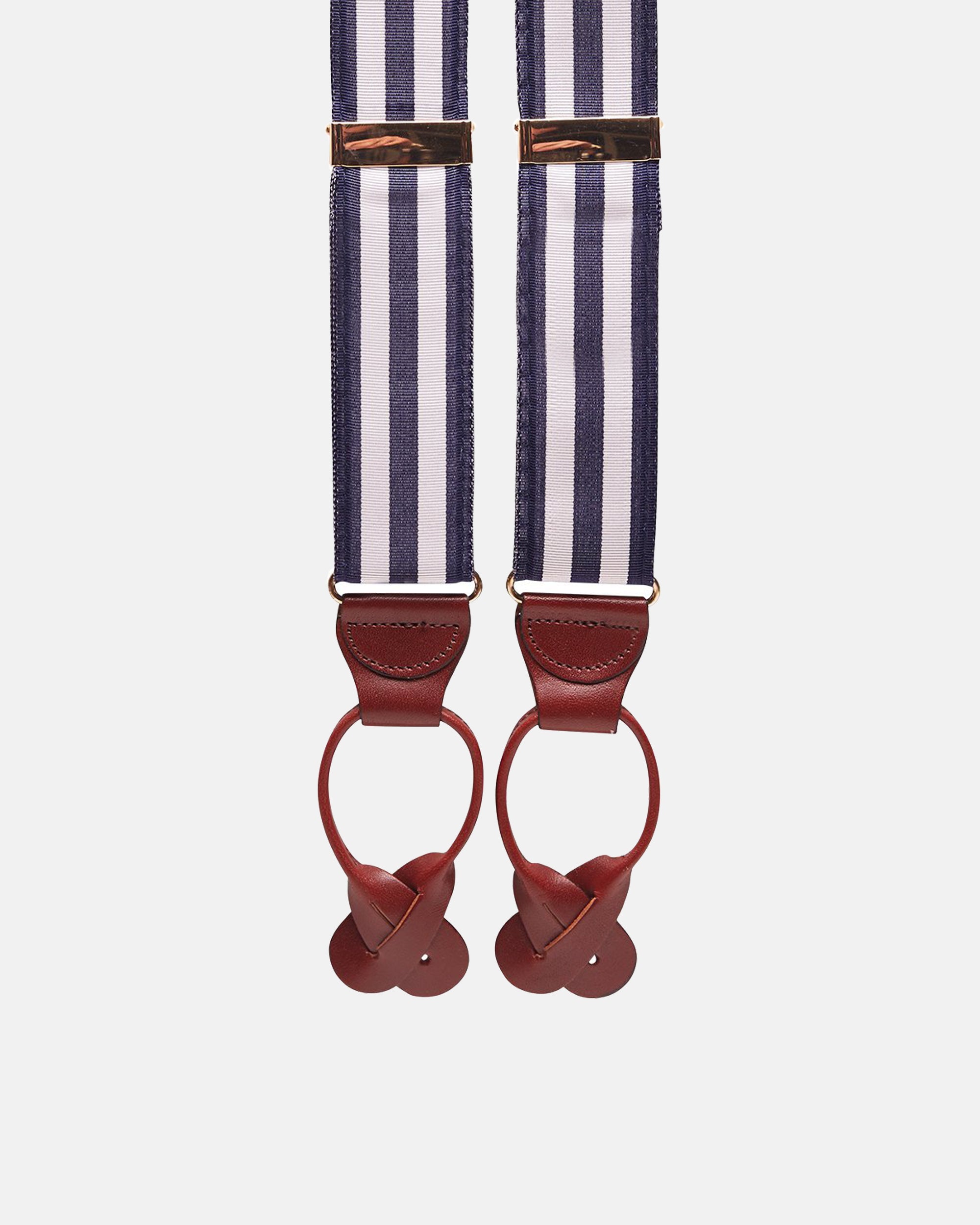 Made-in-USA Navy & White Striped Grosgrain Braces