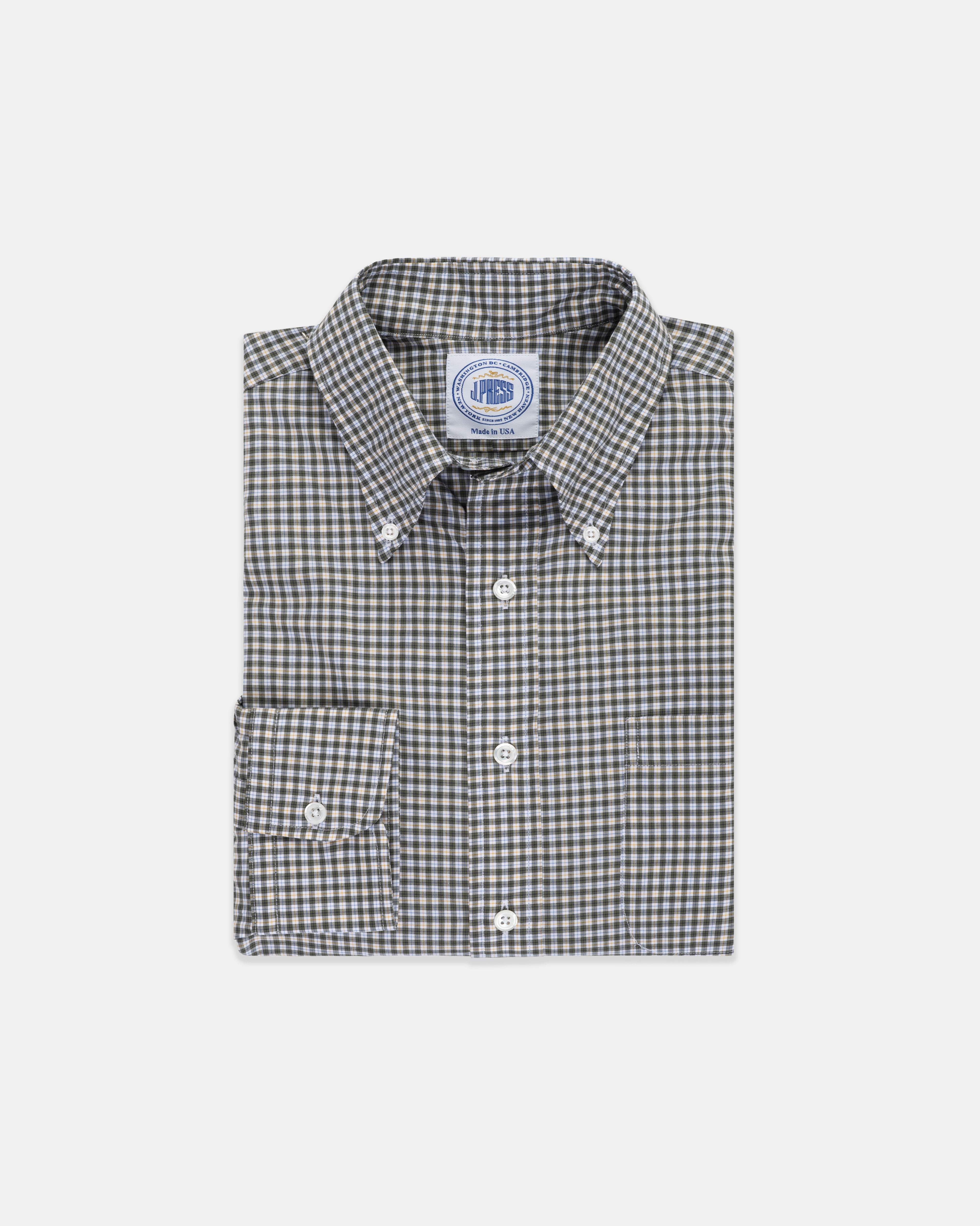 Made-in-USA Blue & Orange Check Sport Shirt - Classic Fit