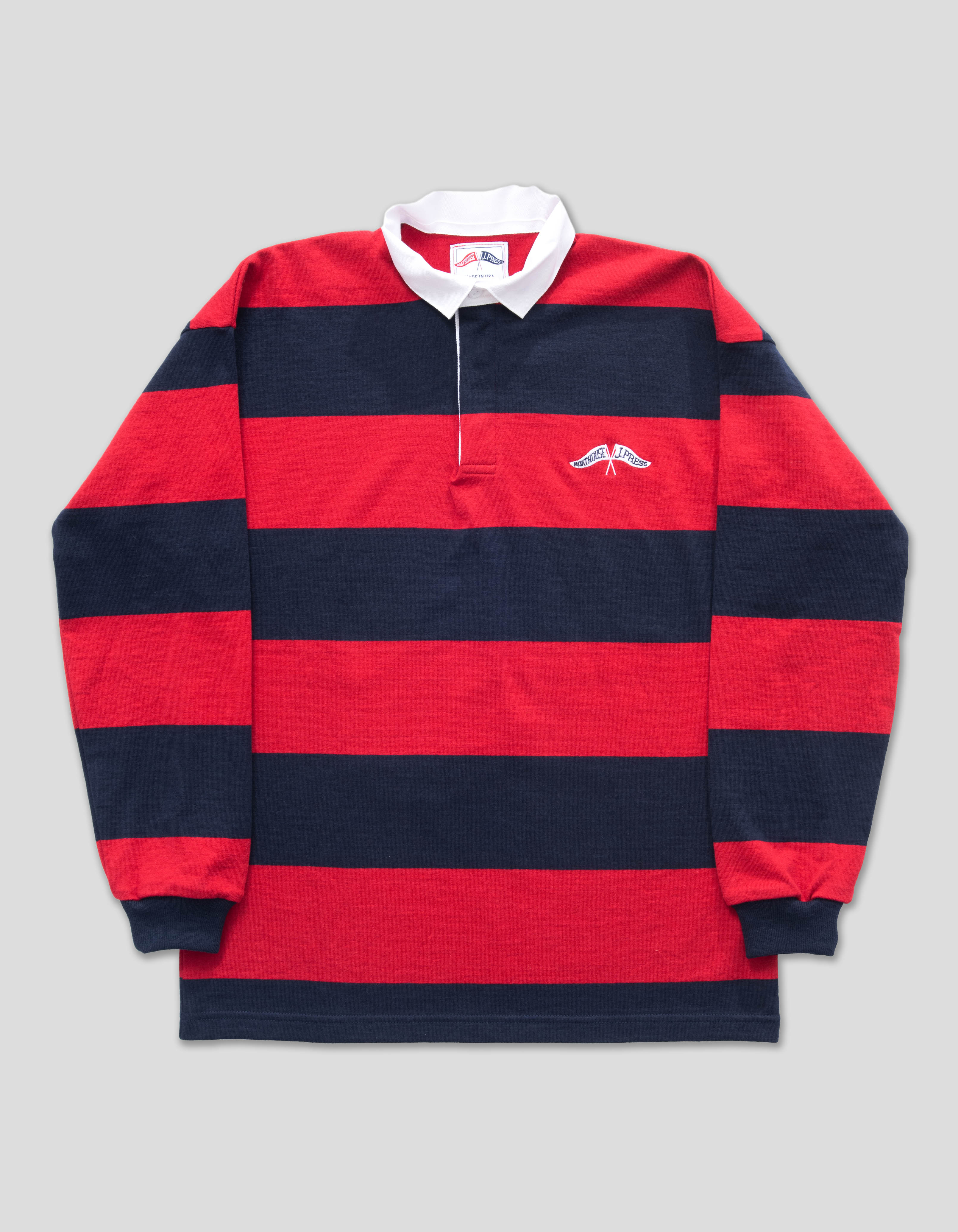 J.Press x Boathouse Long Sleeve Rugby Shirt Navy/Red J.PRESS