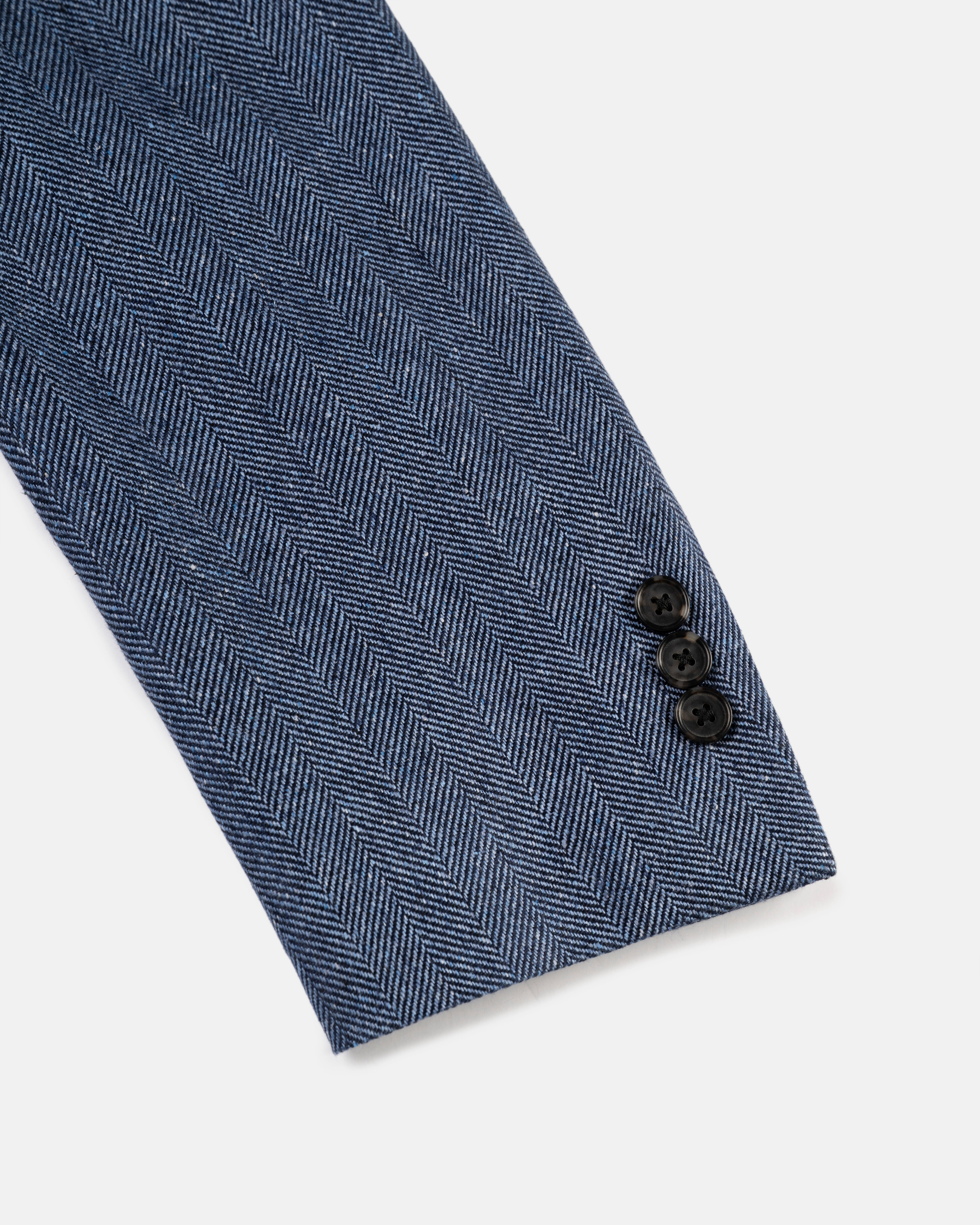 Made-in-Canada Blue Herringbone Silk Sport Coat