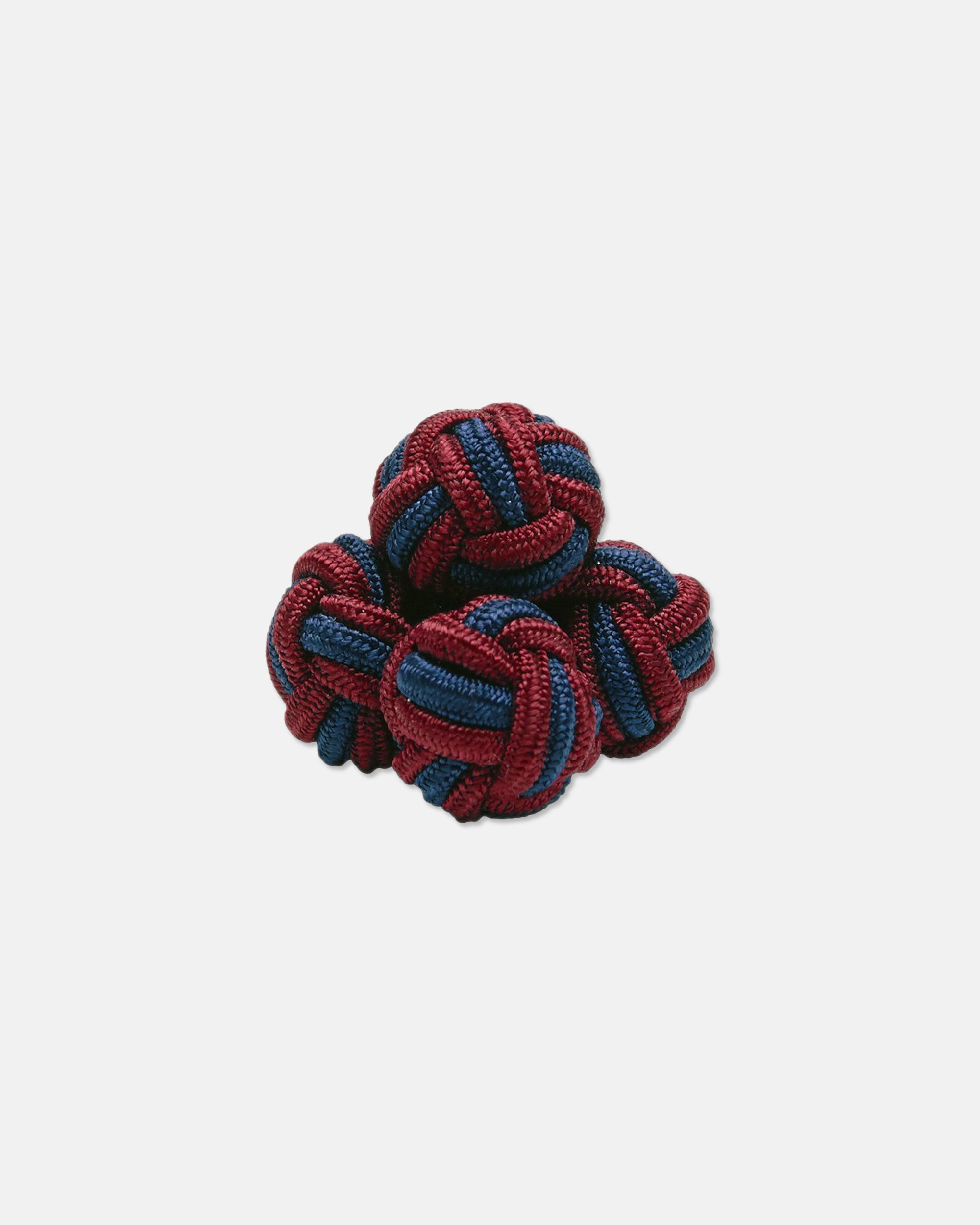 Burgundy & Blue Monkey's Fist Silk Knot Cufflinks
