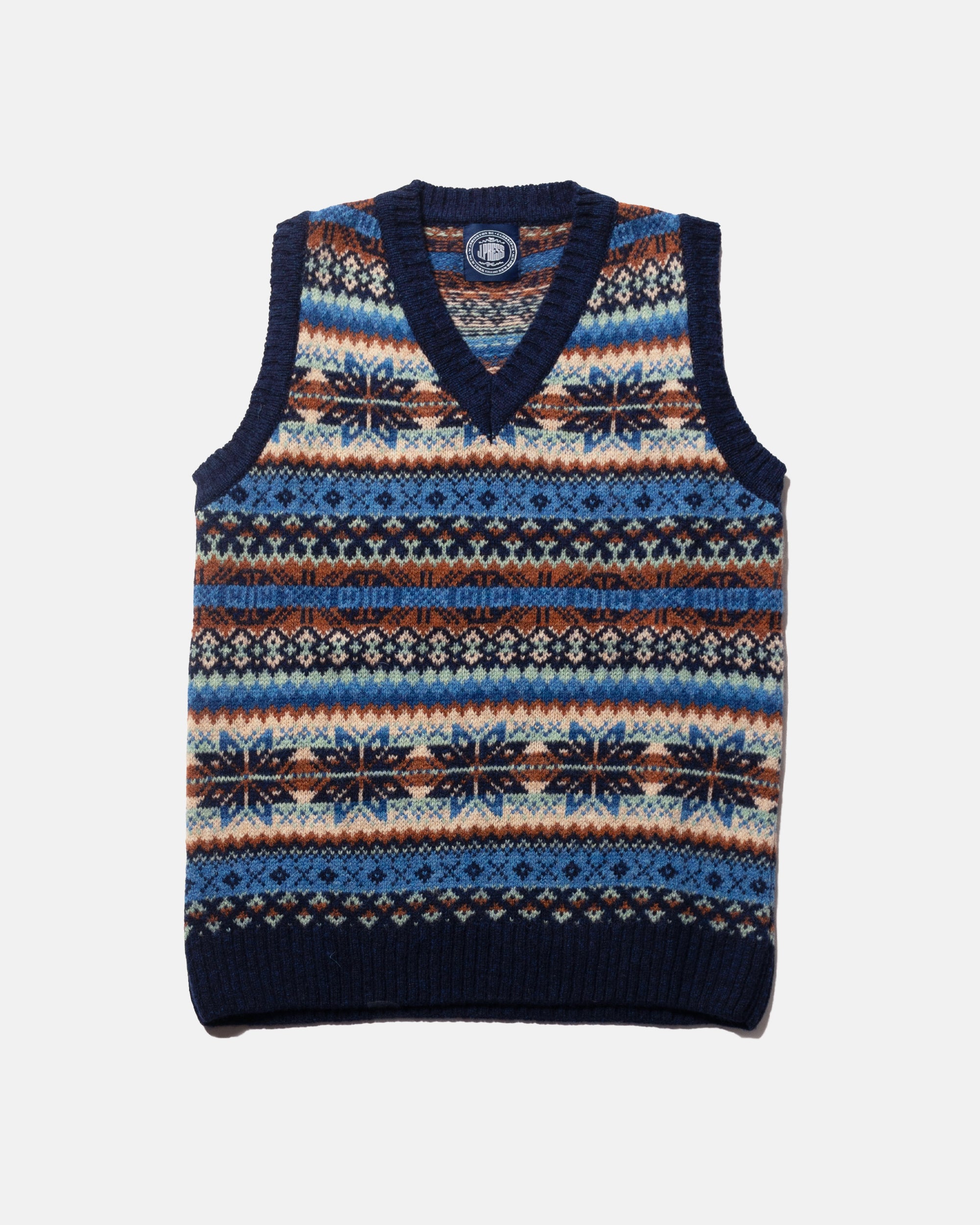 Made-in-Scotland Navy Fair Isle Sweater Vest