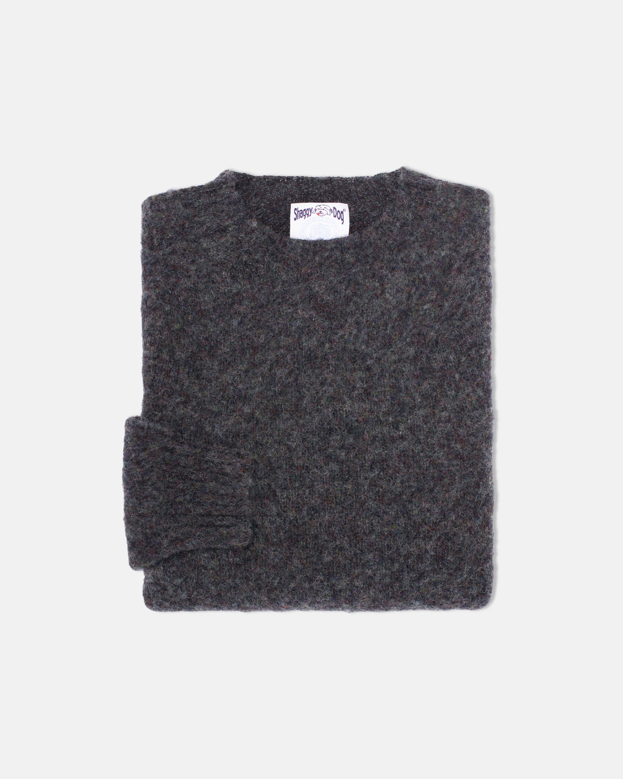 Made-in-Scotland Charcoal Mix Shaggy Dog Sweater - Trim Fit