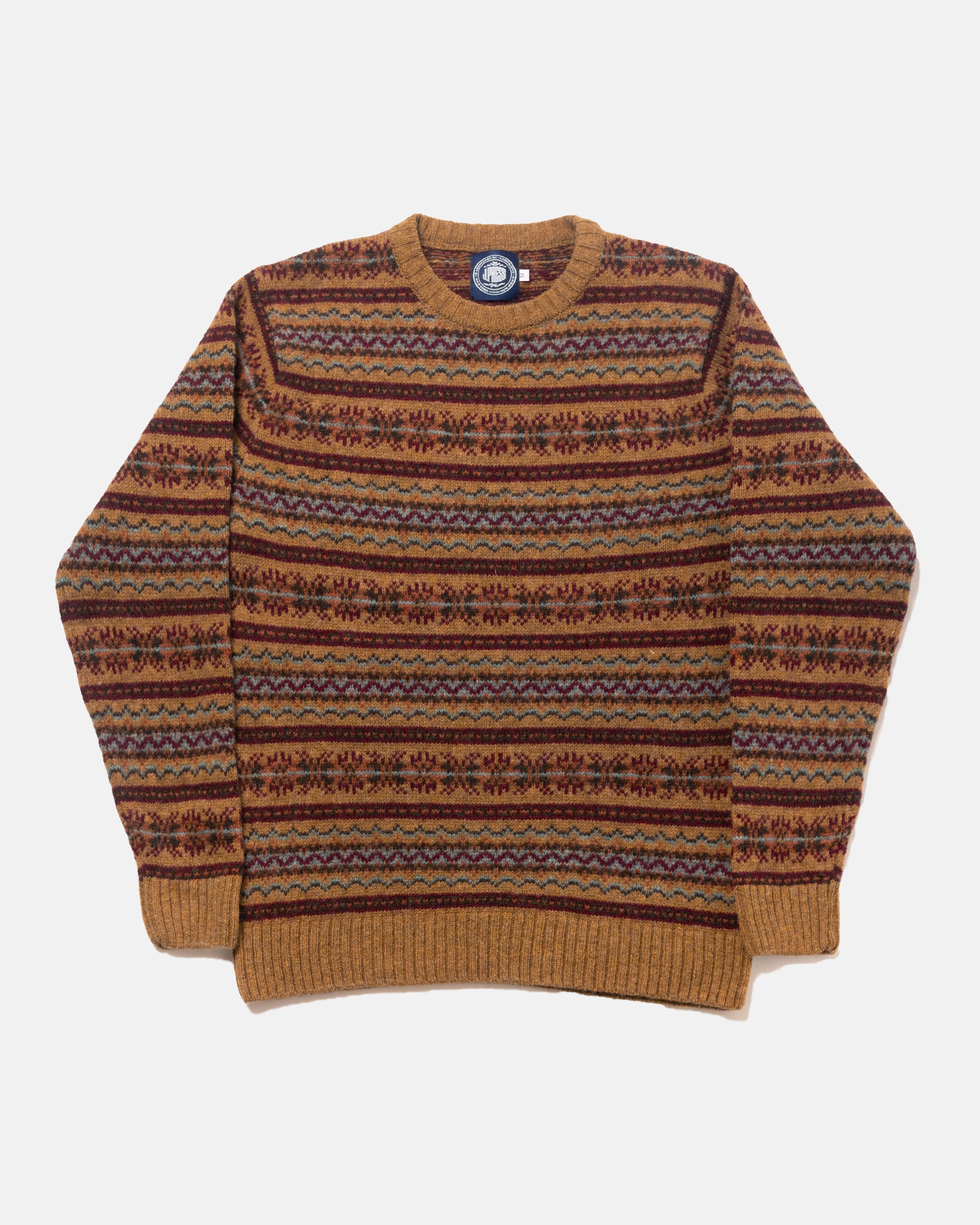 Made-in-Scotland Green Fair Isle Crew Neck Sweater