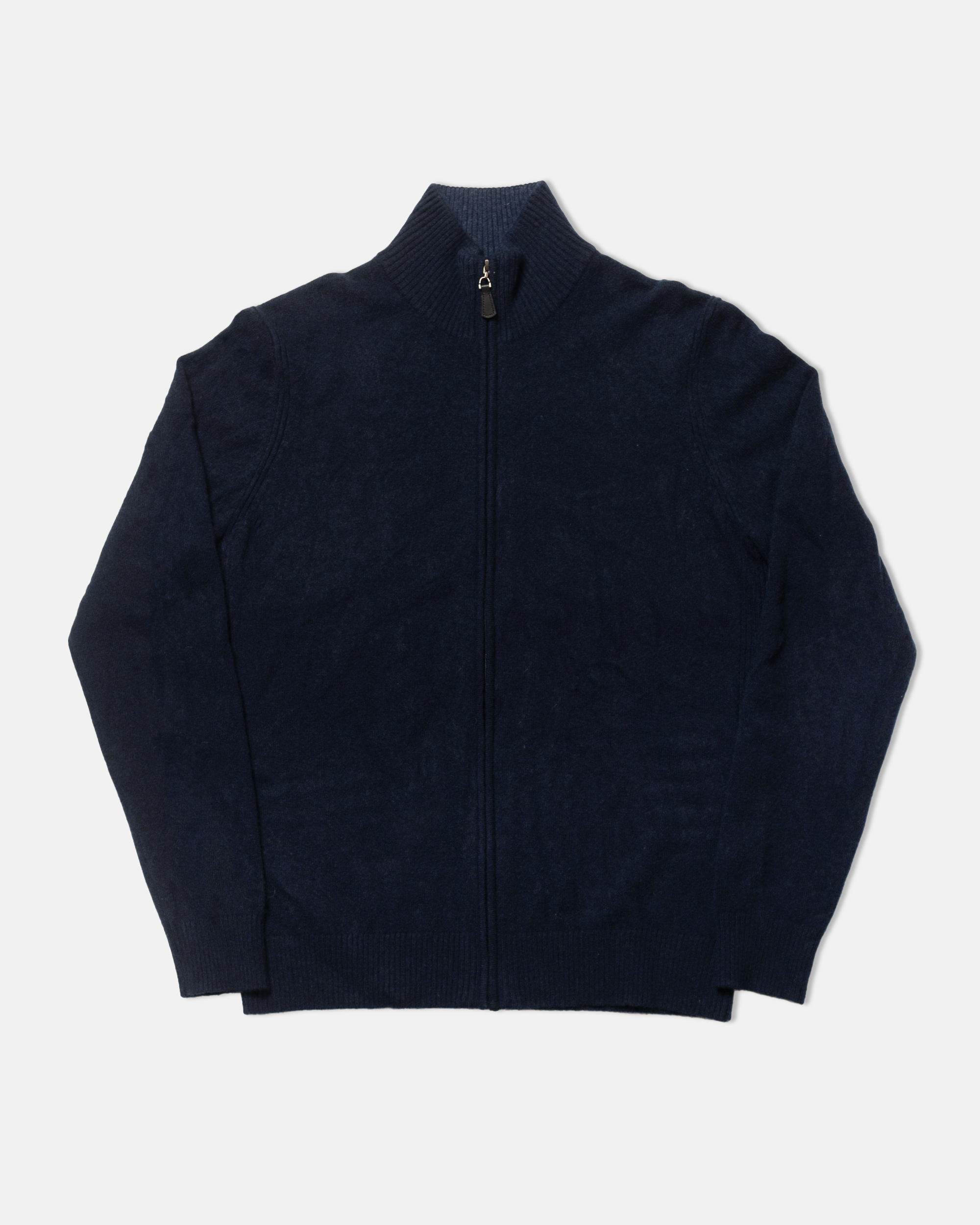 Navy Cashmere Full-Zip Cardigan Sweater - Trim Fit