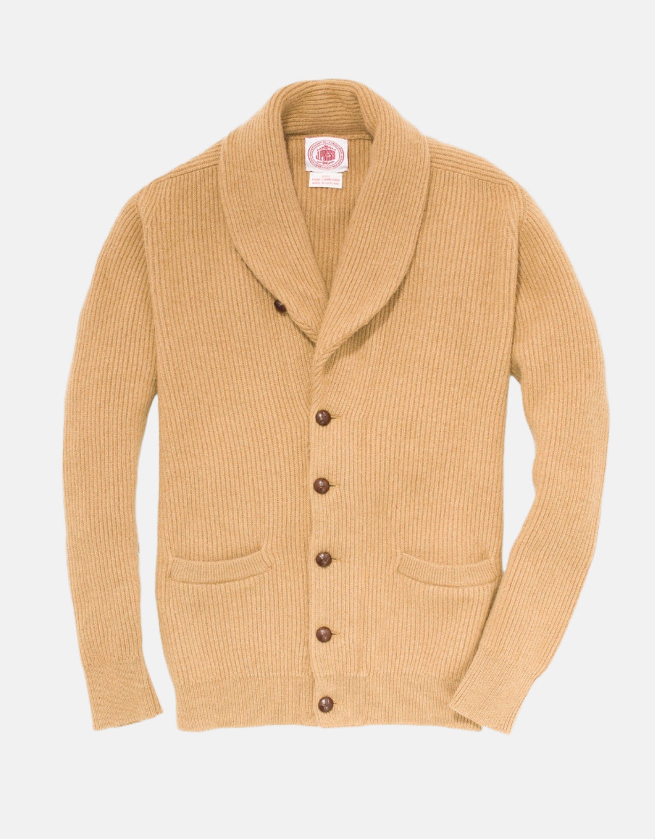 Made-in-Scotland Shawl Collar Camelhair Cardigan