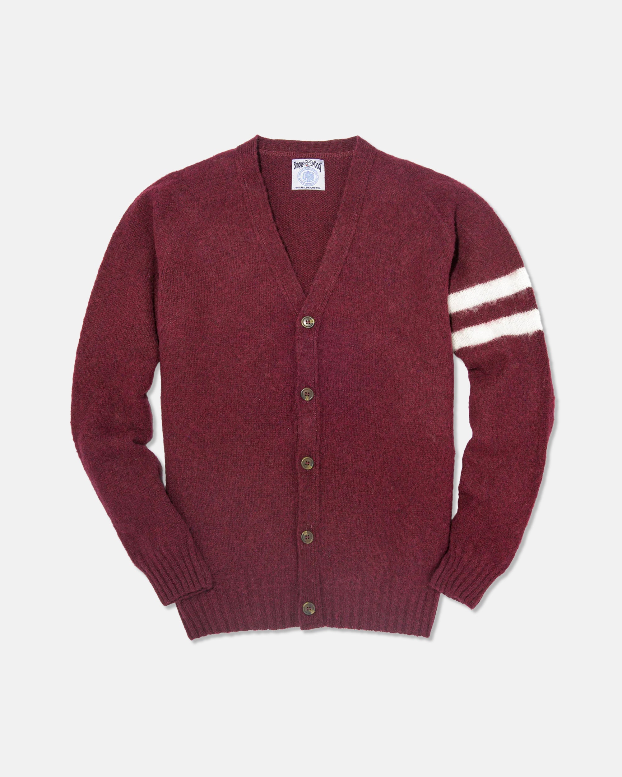 Made-in-Scotland Crimson Shaggy Dog University Cardigan