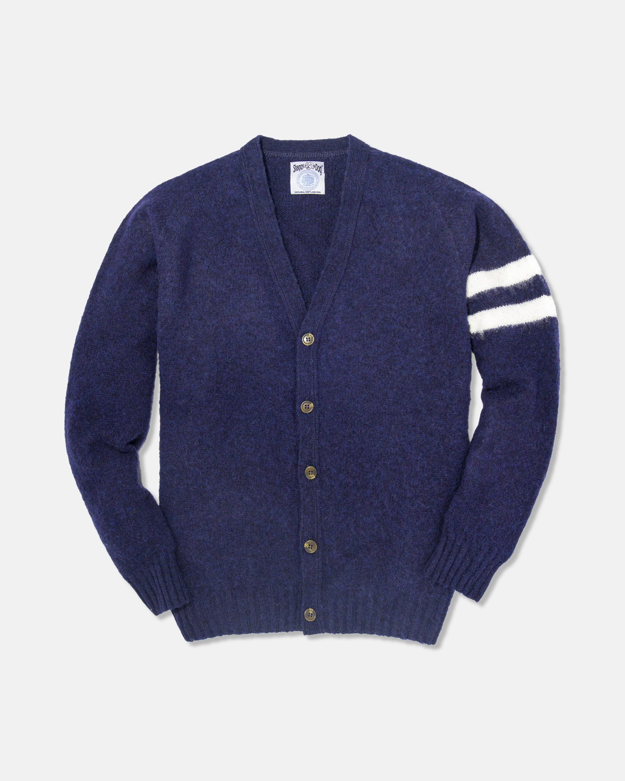 Made-in-Scotland Blue Shaggy Dog University Cardigan