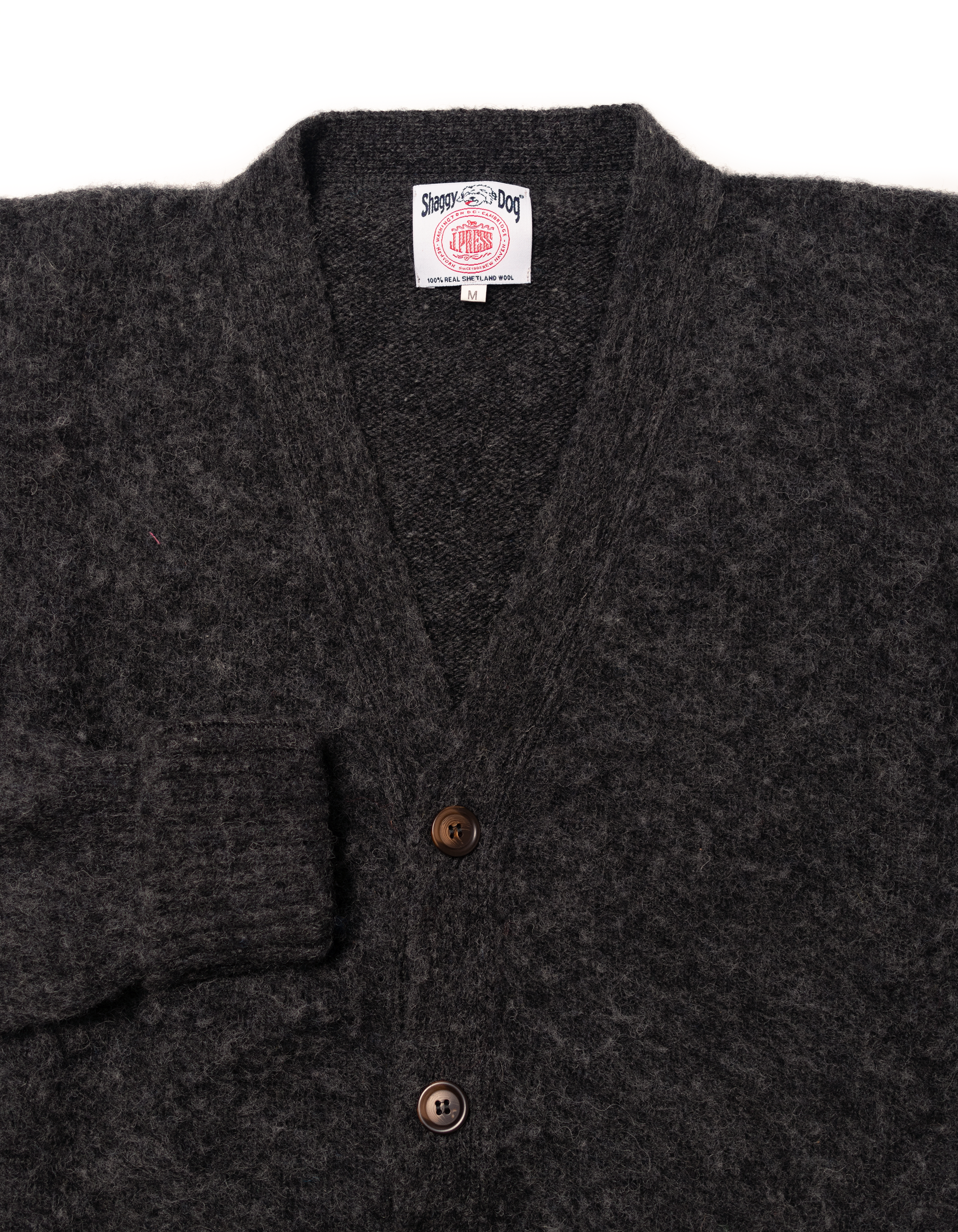 Made-in-Scotland Charcoal Shaggy Dog Cardigan Sweater - Classic Fit