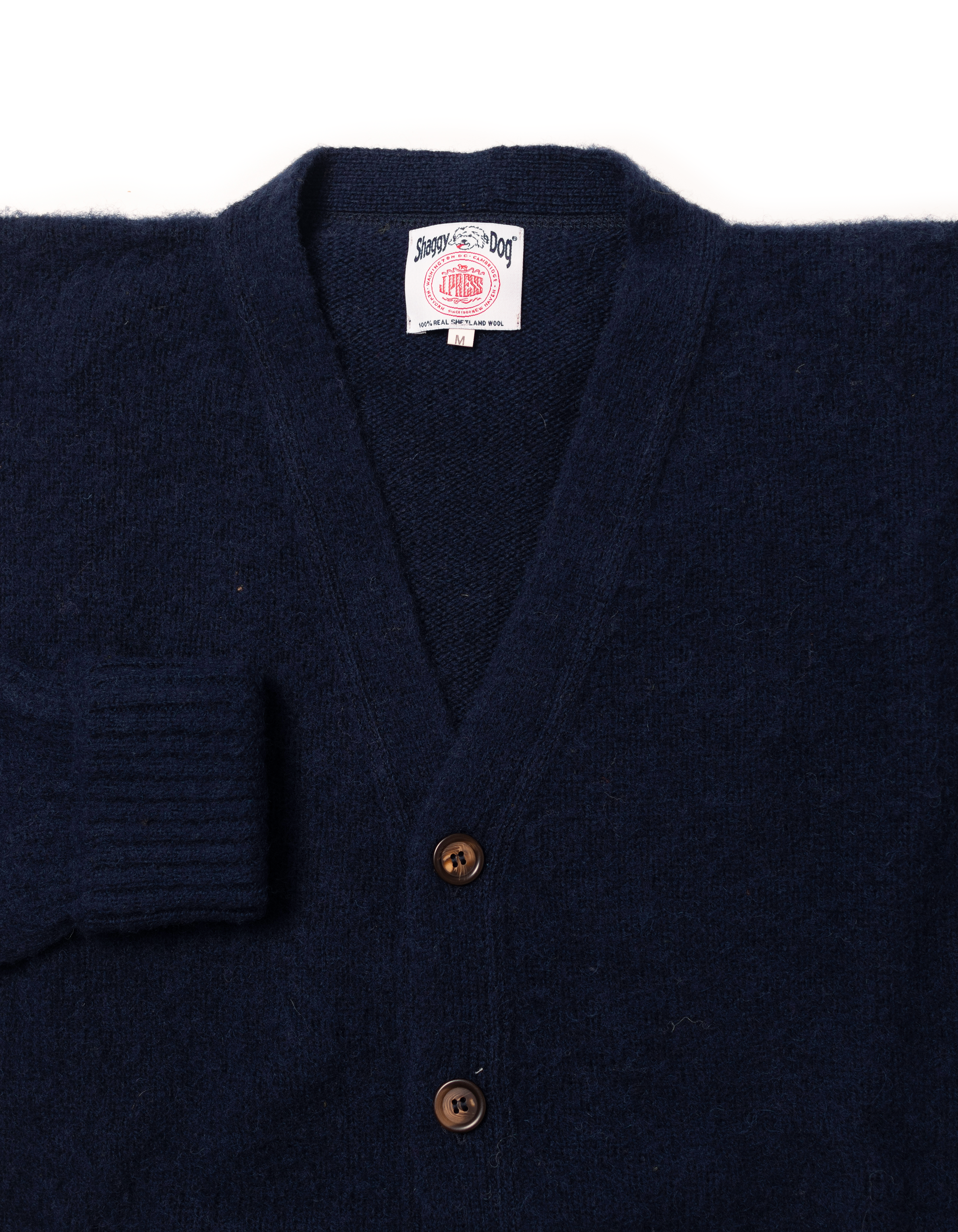 Made-in-Scotland Navy Shaggy Dog Cardigan Sweater - Classic Fit