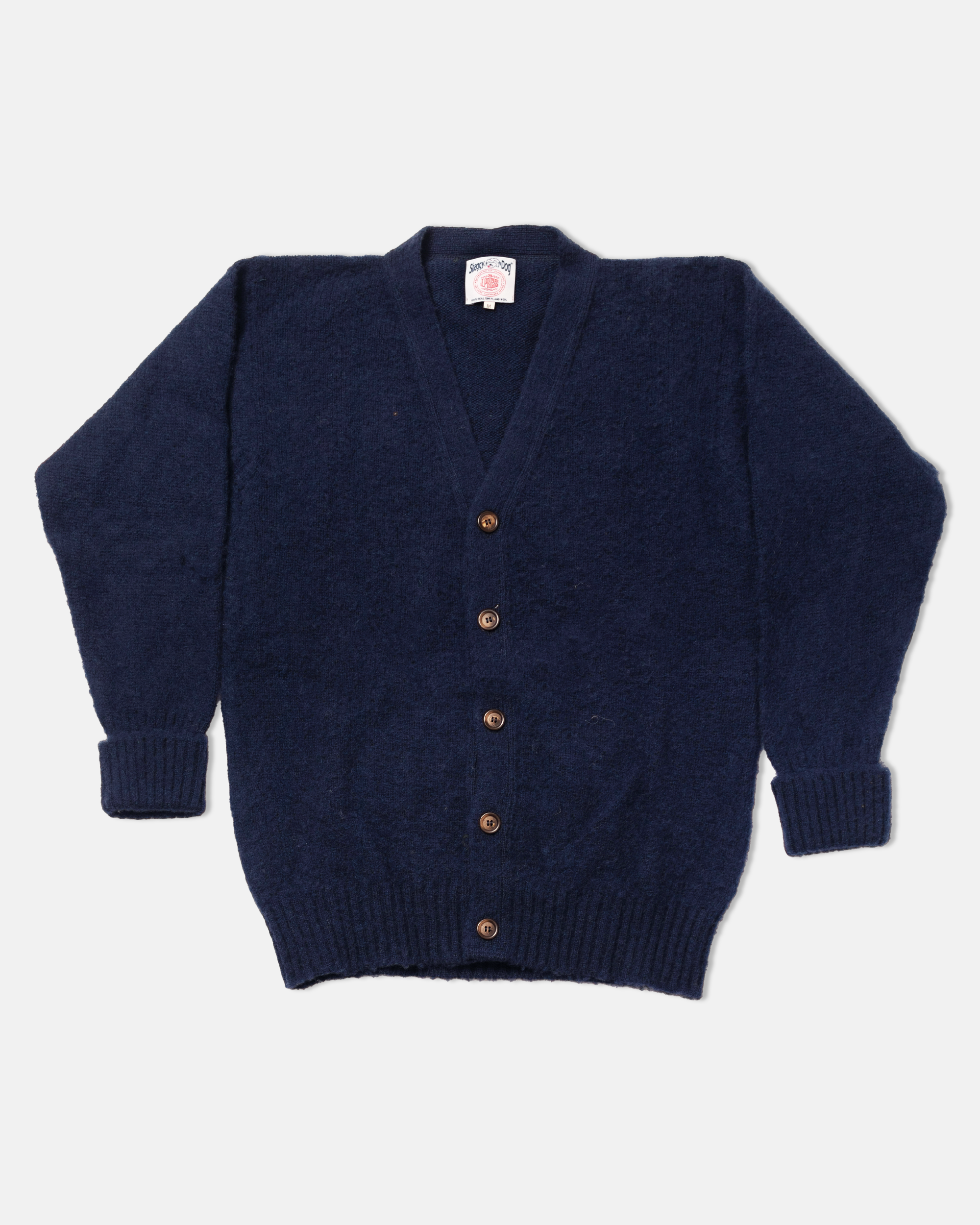 Made-in-Scotland Navy Shaggy Dog Cardigan Sweater - Classic Fit