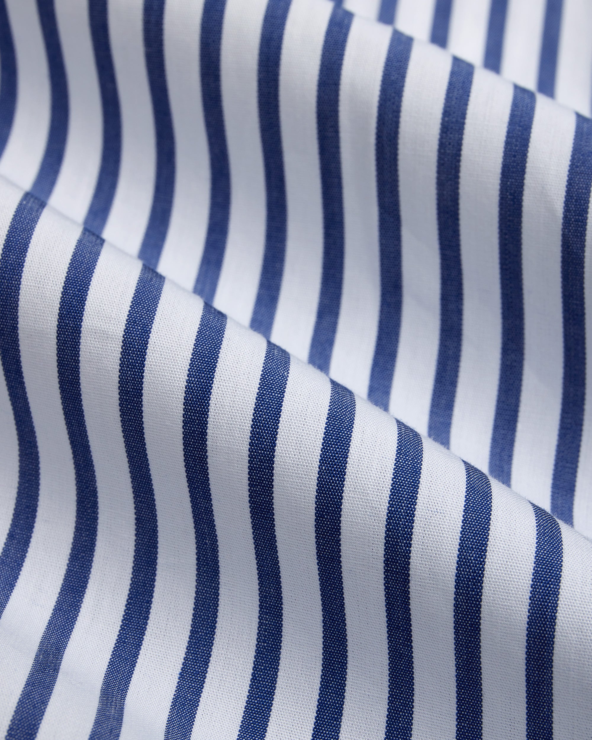 Made-in-Canada Navy Butcher Stripe Broadcloth Button Down Shirt - Classic Fit