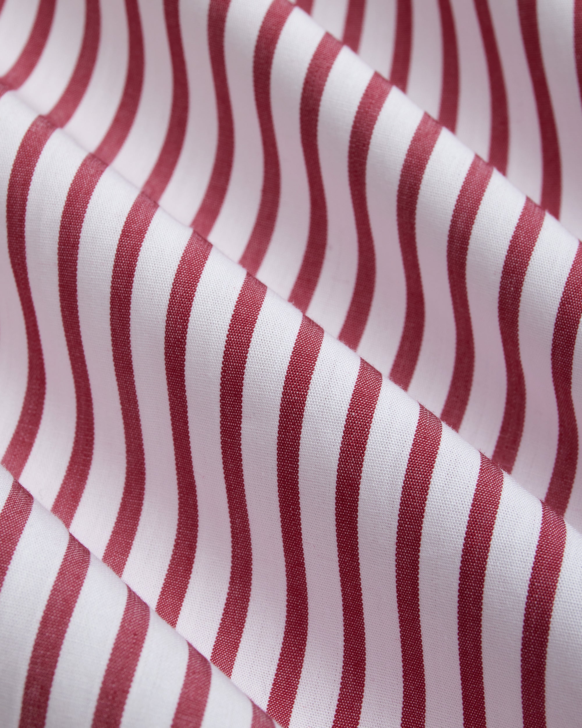 Made-in-Canada Dark Red Butcher Stripe Broadcloth Button Down Shirt - Classic Fit