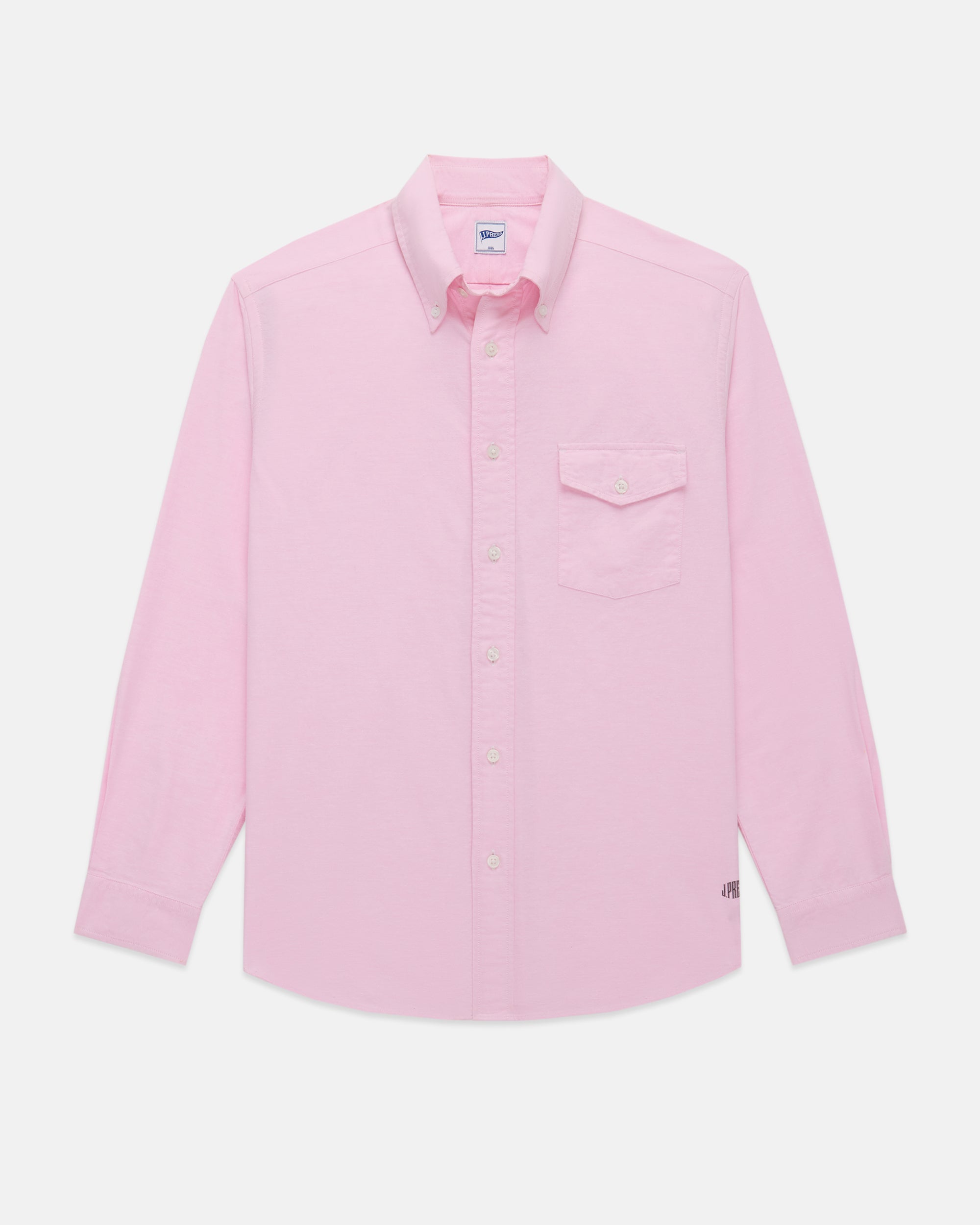 Pink Enzyme-Washed Oxford Sport Shirt - Flap Pocket - Trim Fit