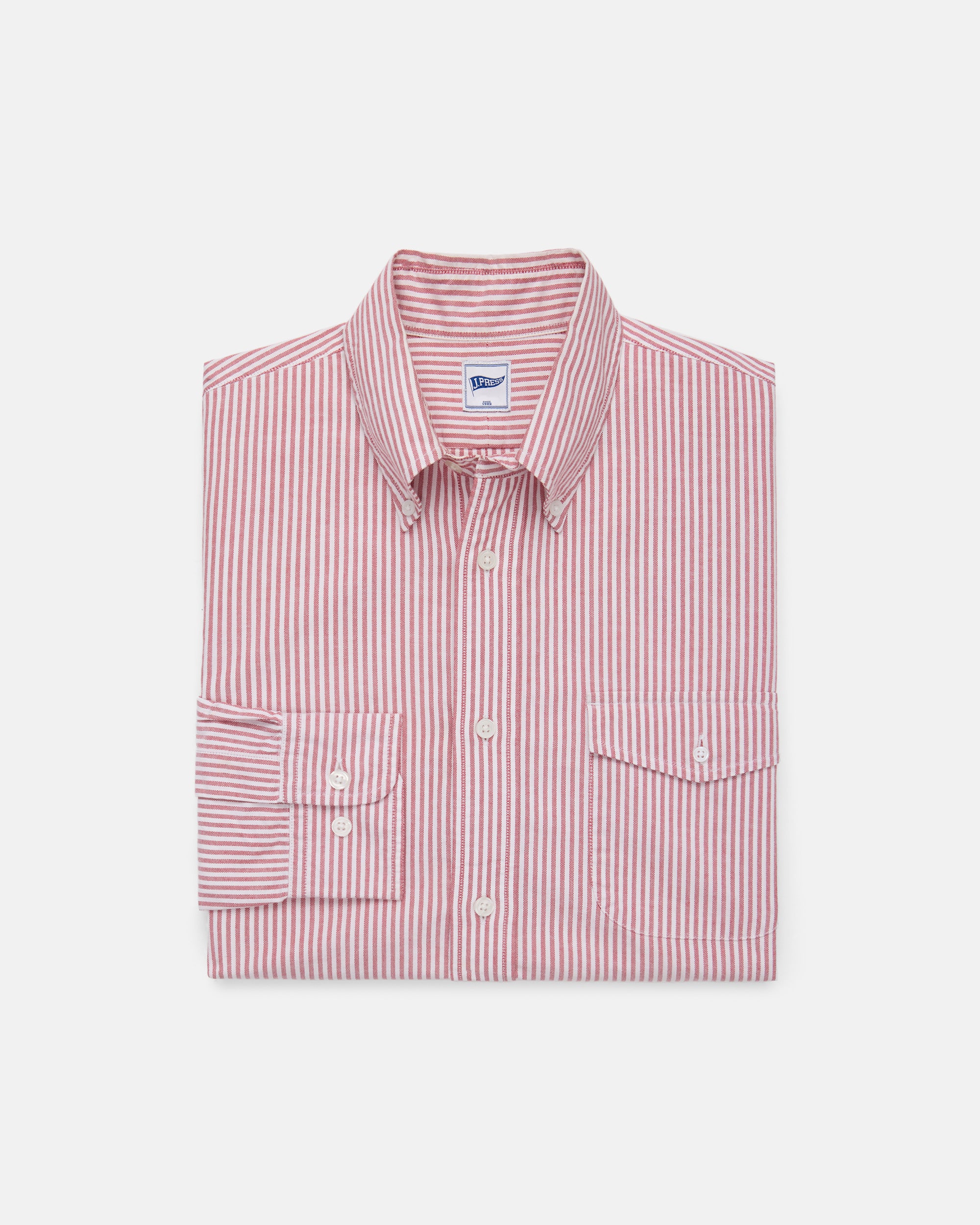 Red Zephyr Oxford Striped Shirt - Trim Fit