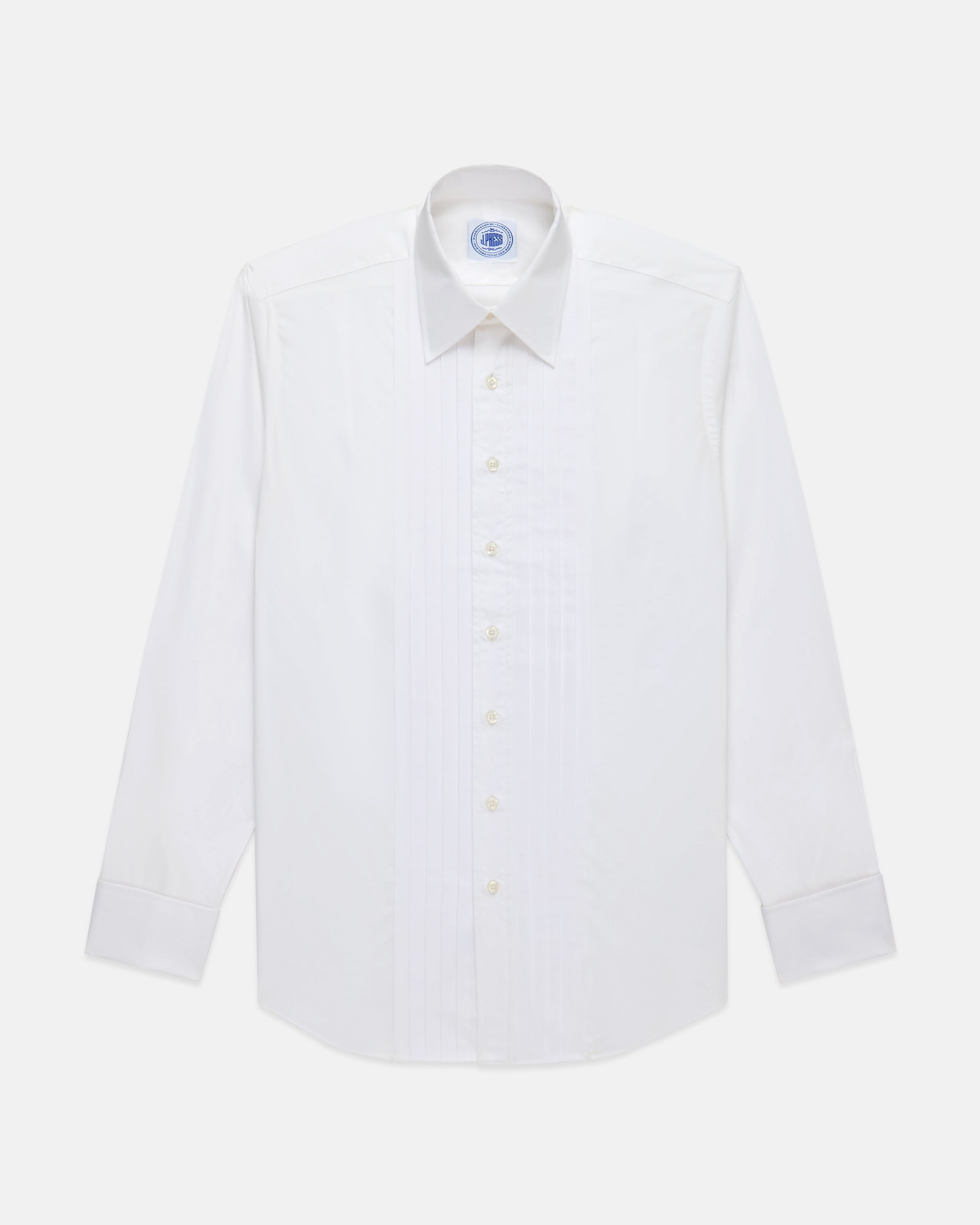 Pleated Front Straight Collar Formal Shirt