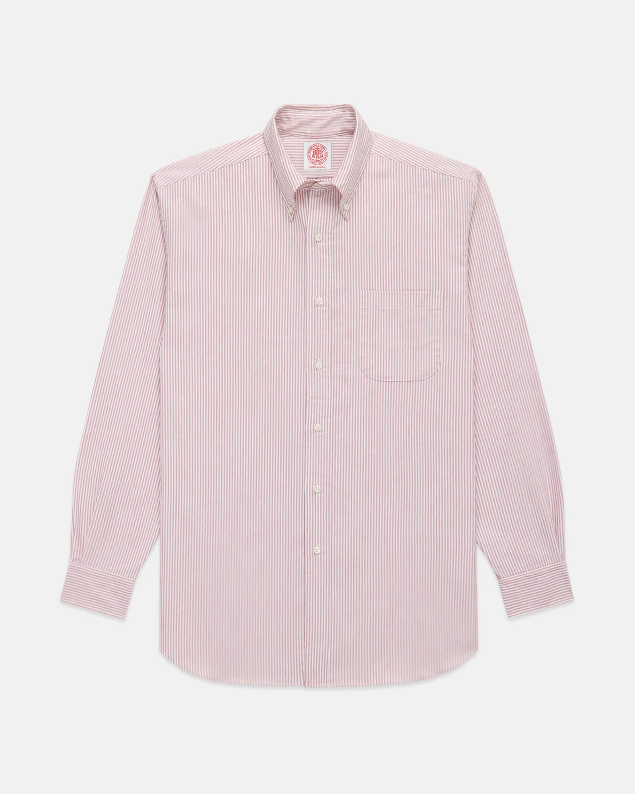 Made-in-USA Red University Stripe Oxford Dress Shirt - Classic Fit