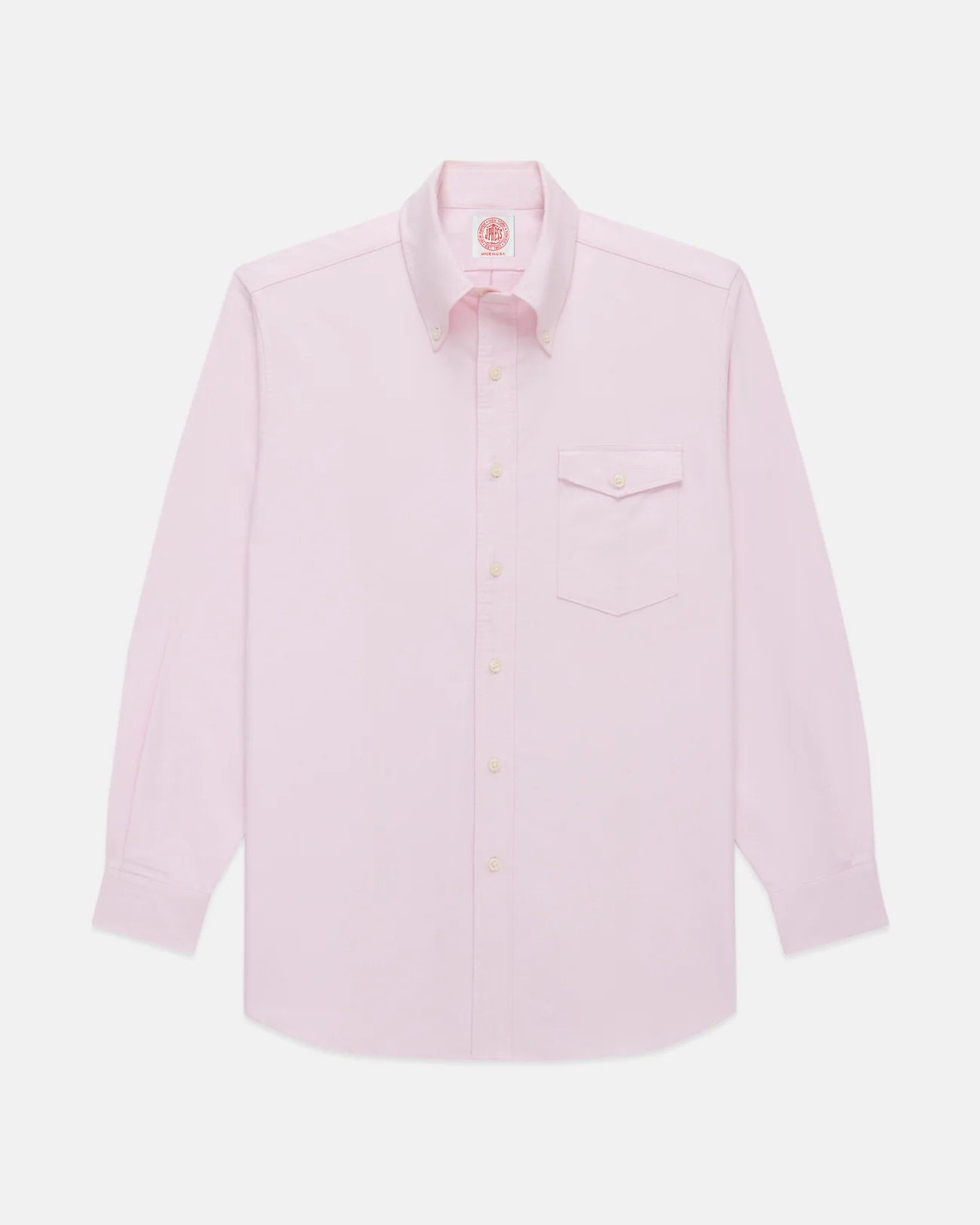Made-in-USA Flap Pocket Pink Oxford Cloth Button Down Shirt - Regular Fit