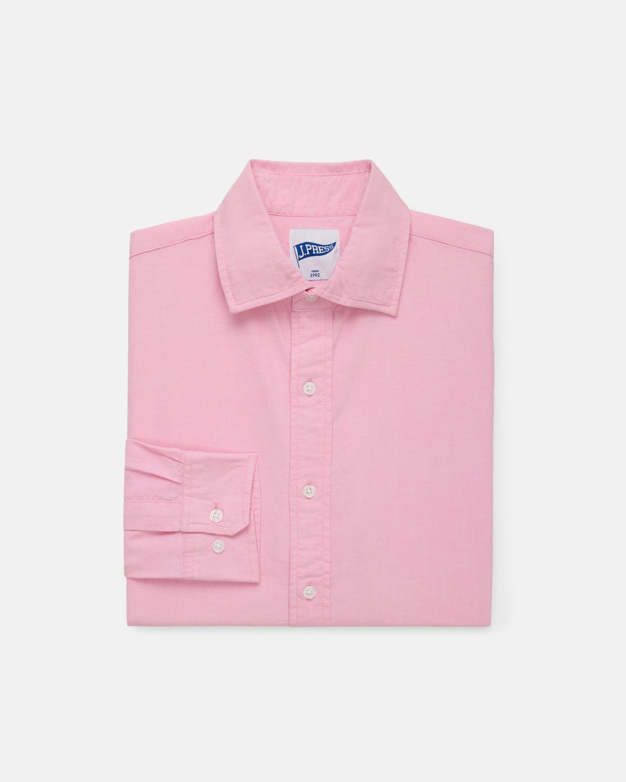 Pink Enzyme-Washed Oxford Spread Collar Shirt - Trim Fit