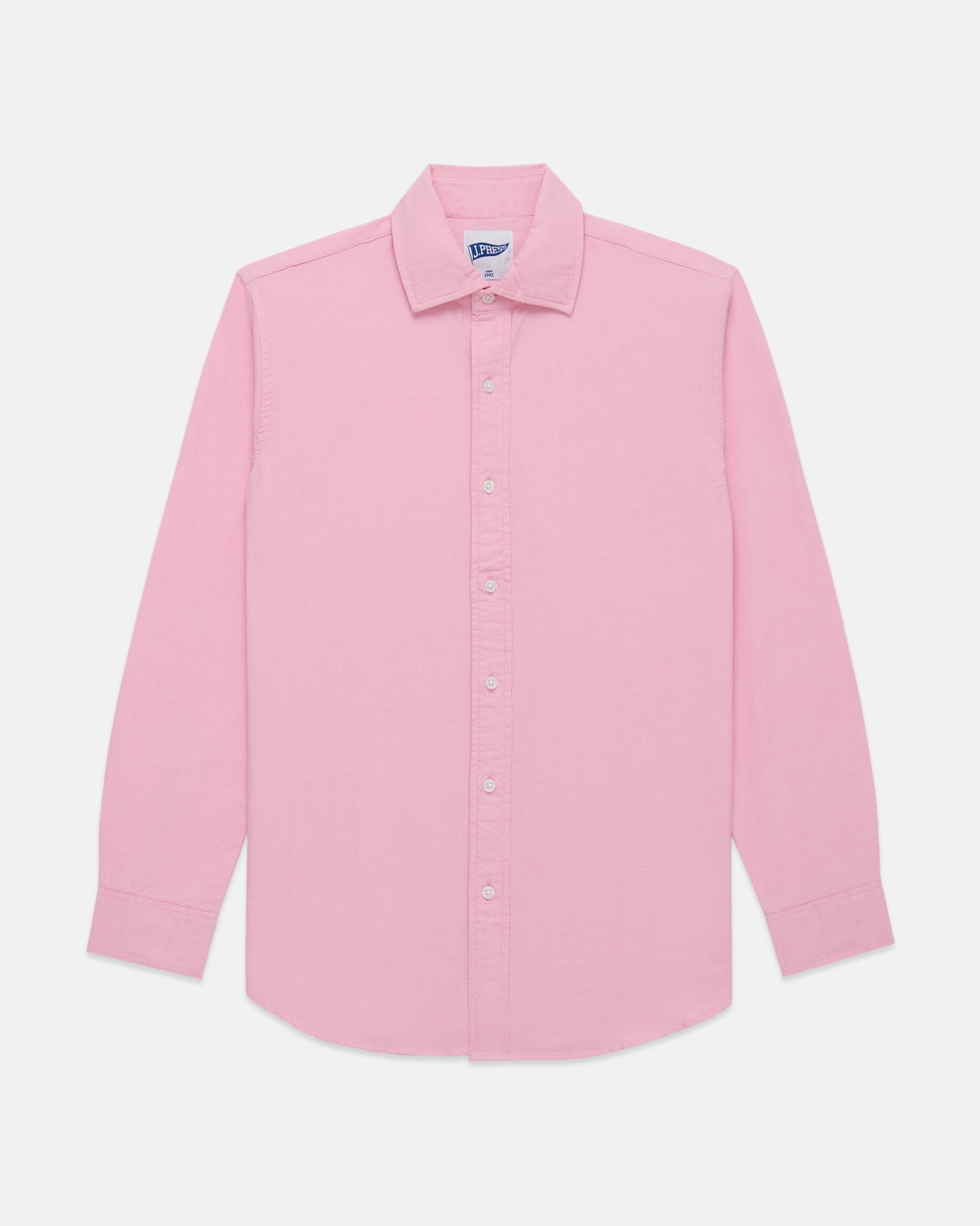 Pink Enzyme-Washed Oxford Spread Collar Shirt - Trim Fit