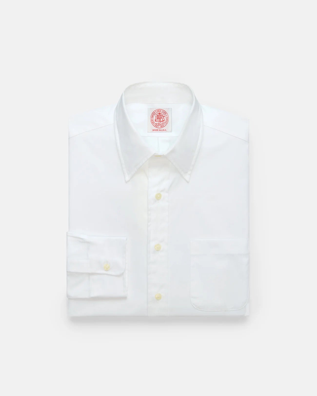 Made-in-USA White Pinpoint Oxford Point Collar Shirt - Classic Fit