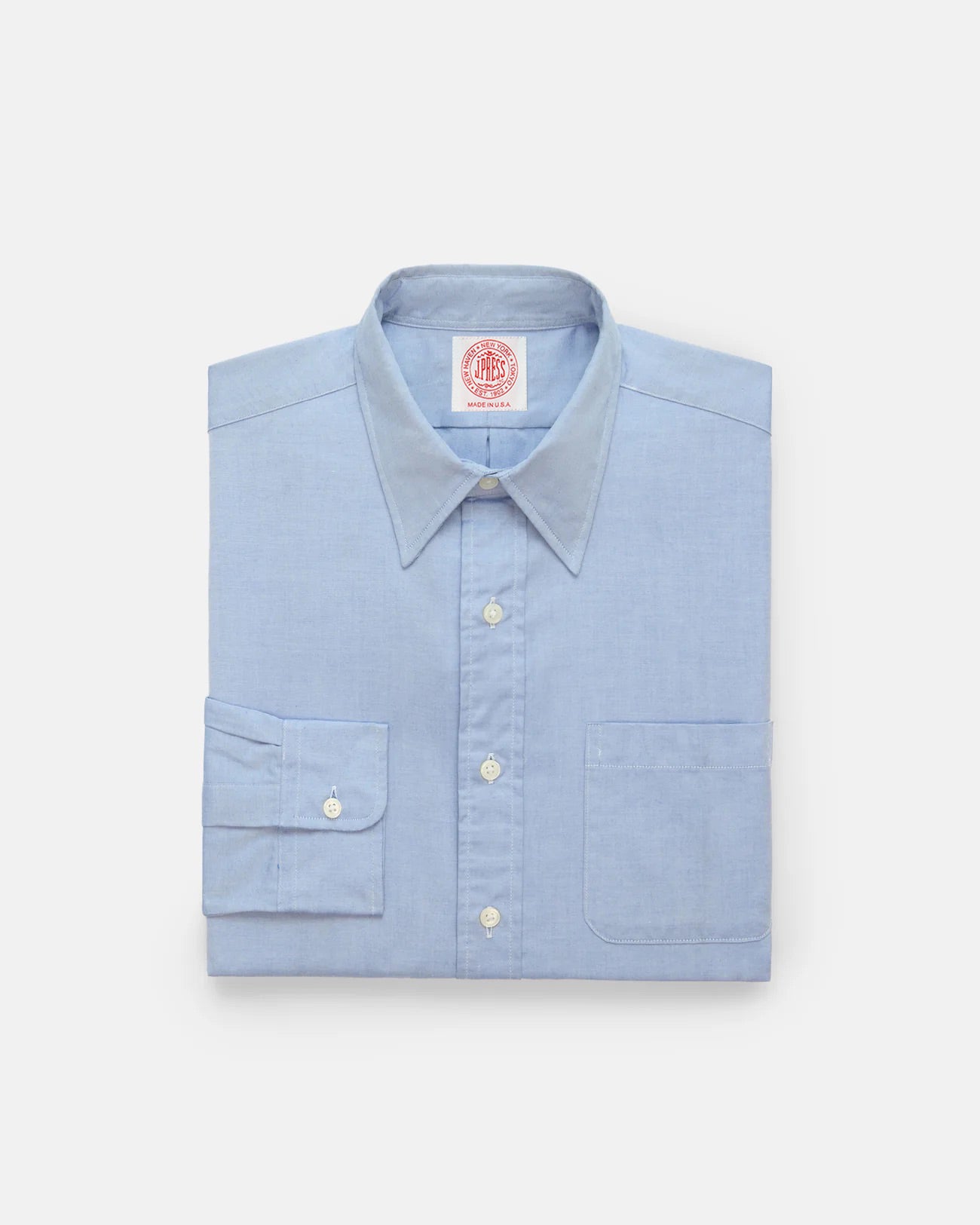 Made-in-USA Blue Pinpoint Oxford Point Collar Shirt - Classic Fit