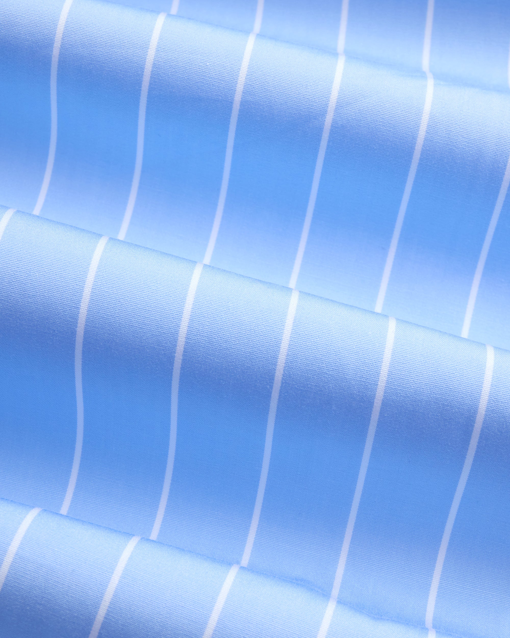 Made-in-USA Thomas Mason Blue & White Stripe Spread Collar French Cuff Dress Shirt - Classic Fit