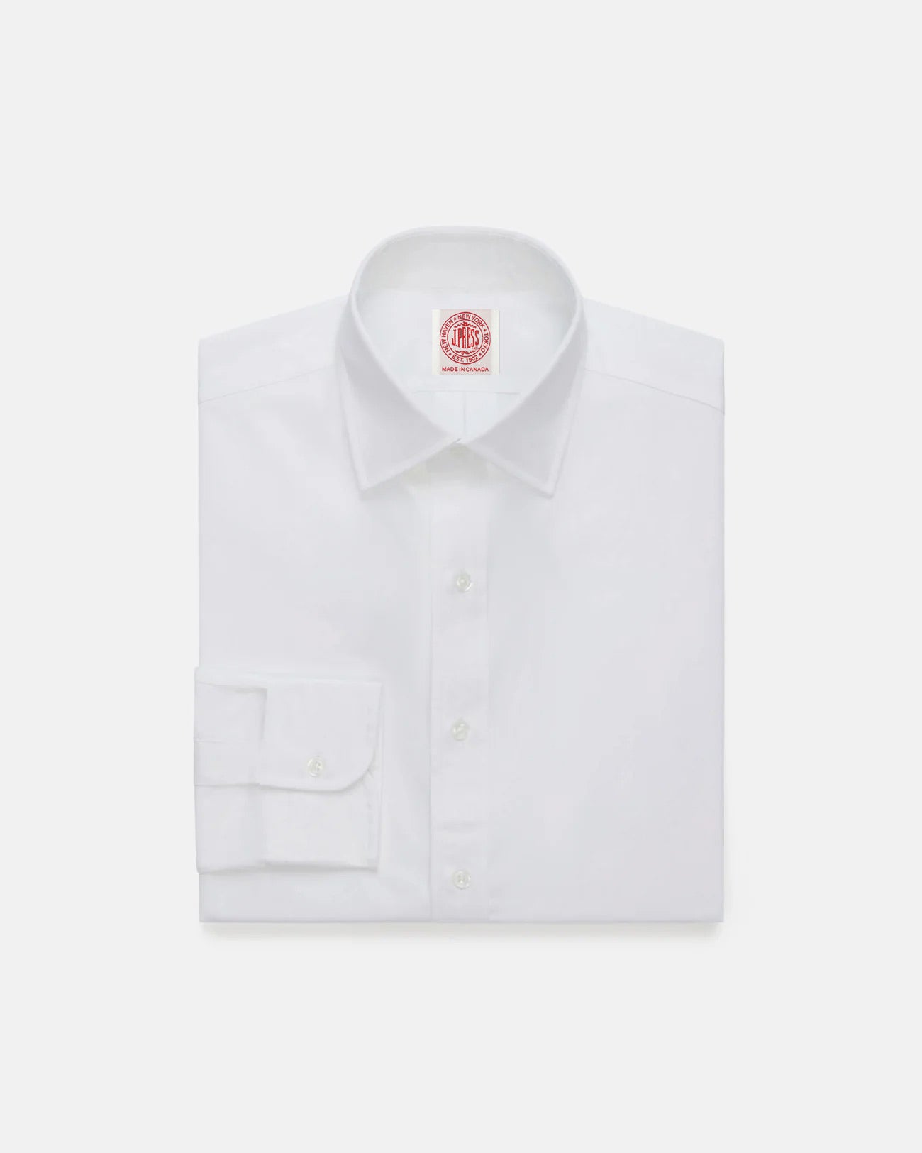 Made-in-Canada Solid White Broadcloth Spread Collar Dress Shirt - Classic Fit