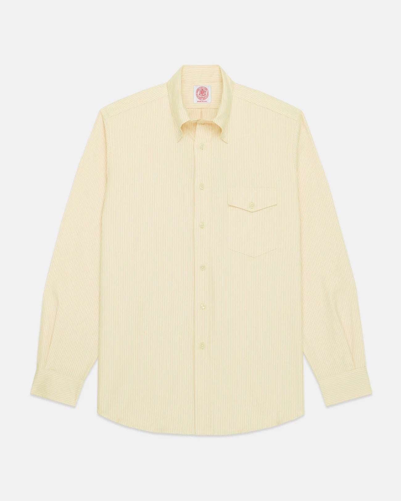 Made-in-USA Flap Pocket Yellow University Stripe Oxford Cloth Shirt - Classic Fit