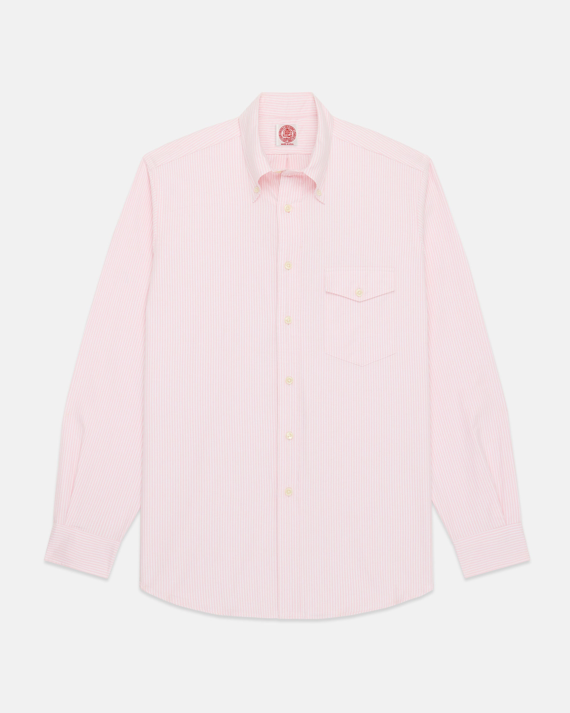 Made-in-USA Flap Pocket Pink University Stripe Oxford Cloth Shirt - Classic Fit