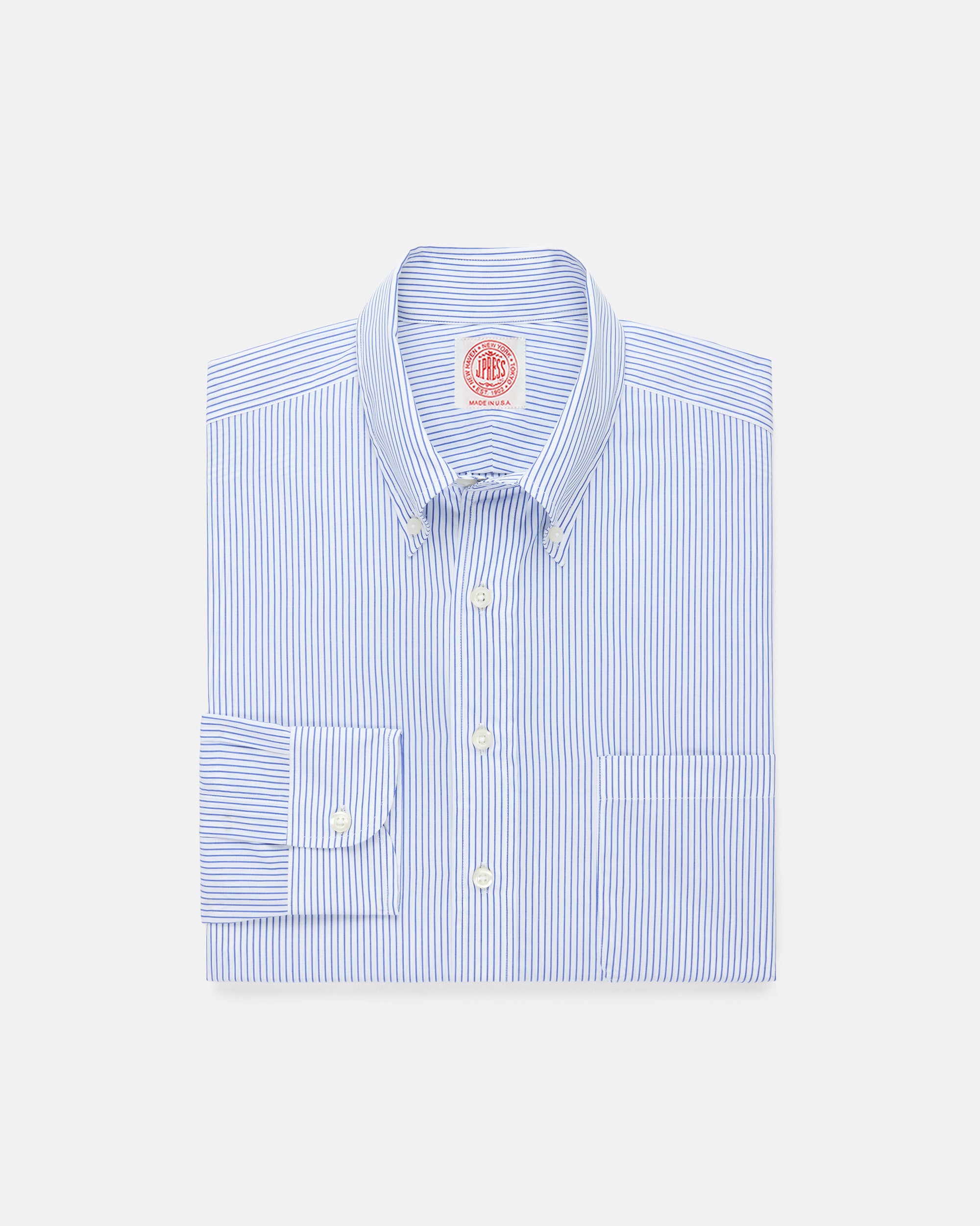 Made-in-Canada Dark Blue Pencil Stripe Button Down Shirt - Classic Fit