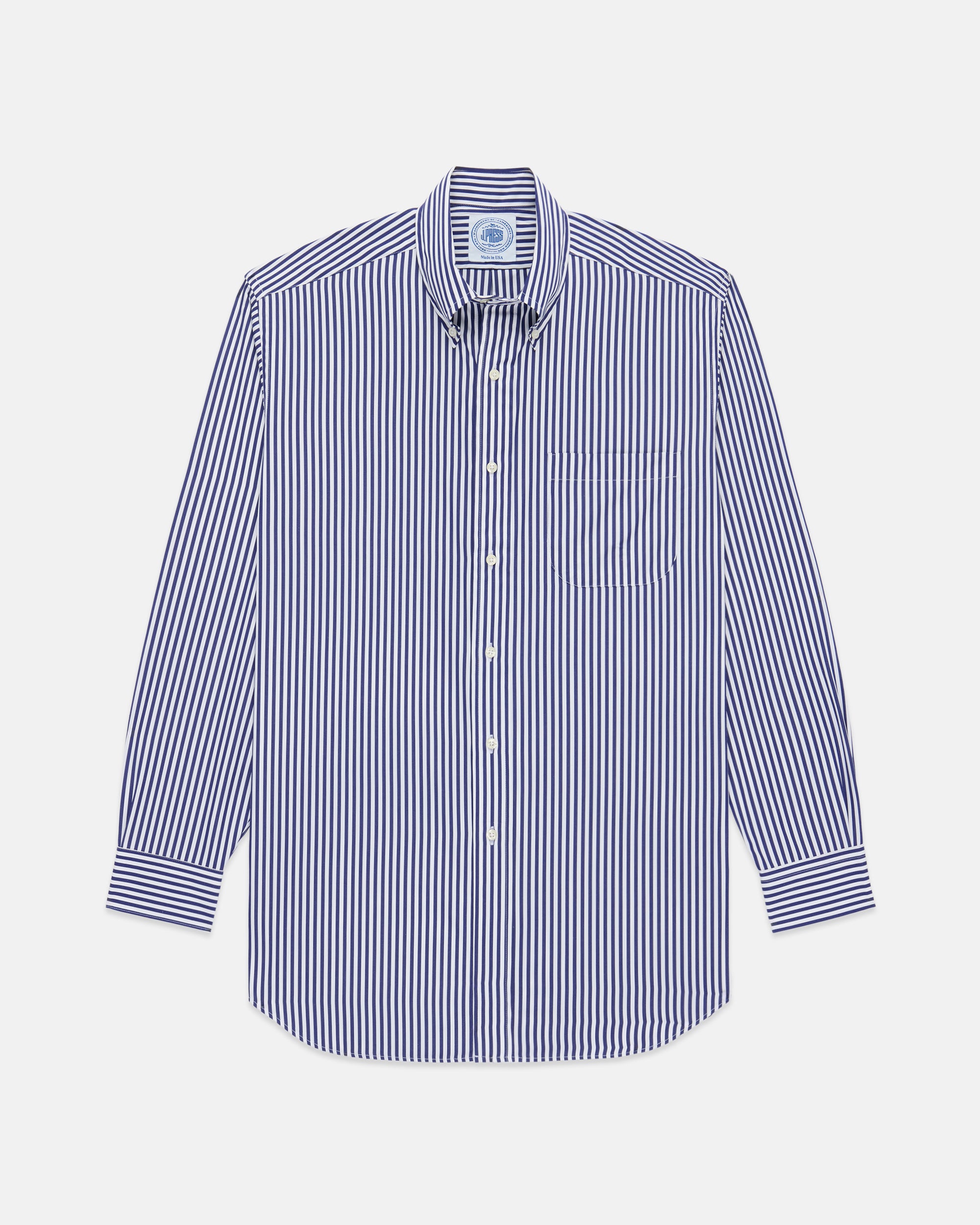 Made-in-USA Navy Bold Stripe Sport Shirt - Classic Fit