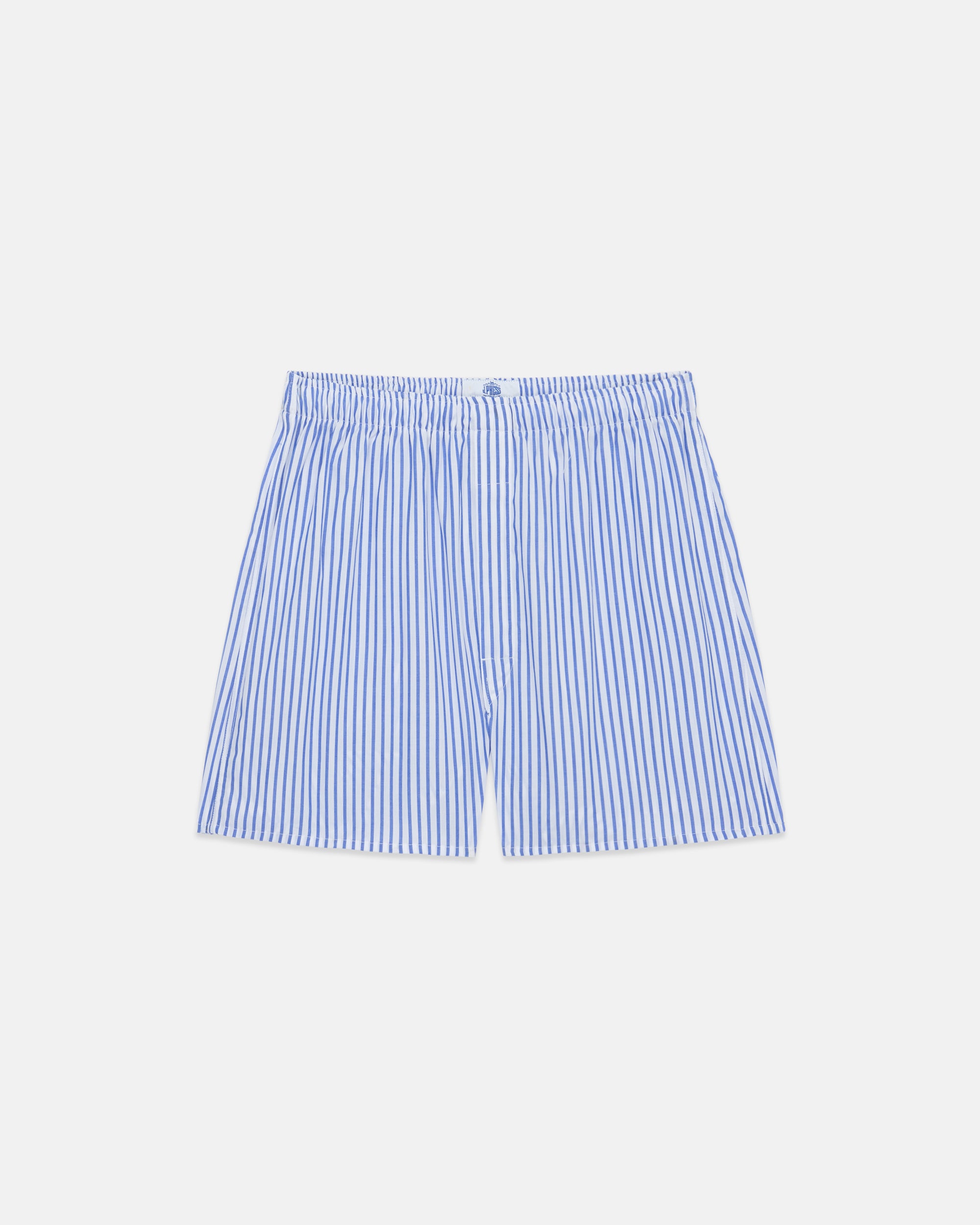 Made-in-USA Blue Butcher Stripe Cotton Broadcloth Boxers
