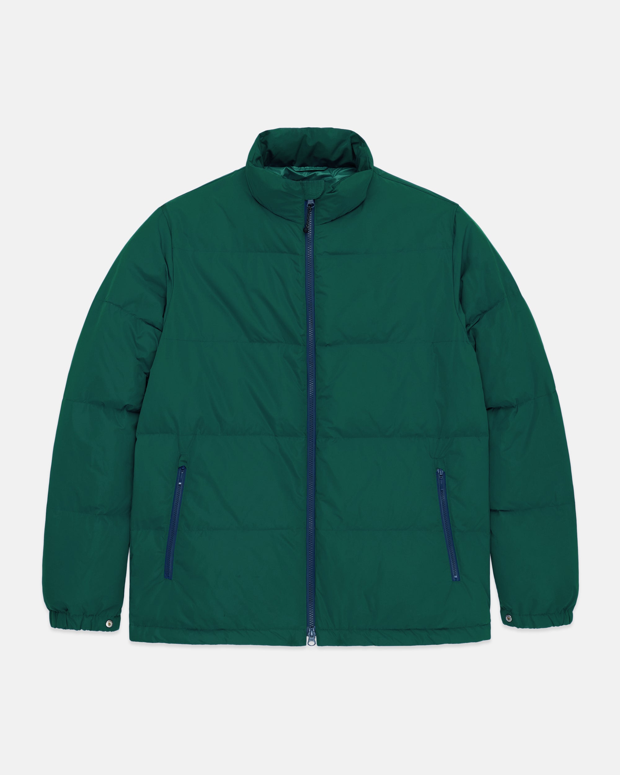 Bottle Green Down Puffer Jacket - Trim Fit