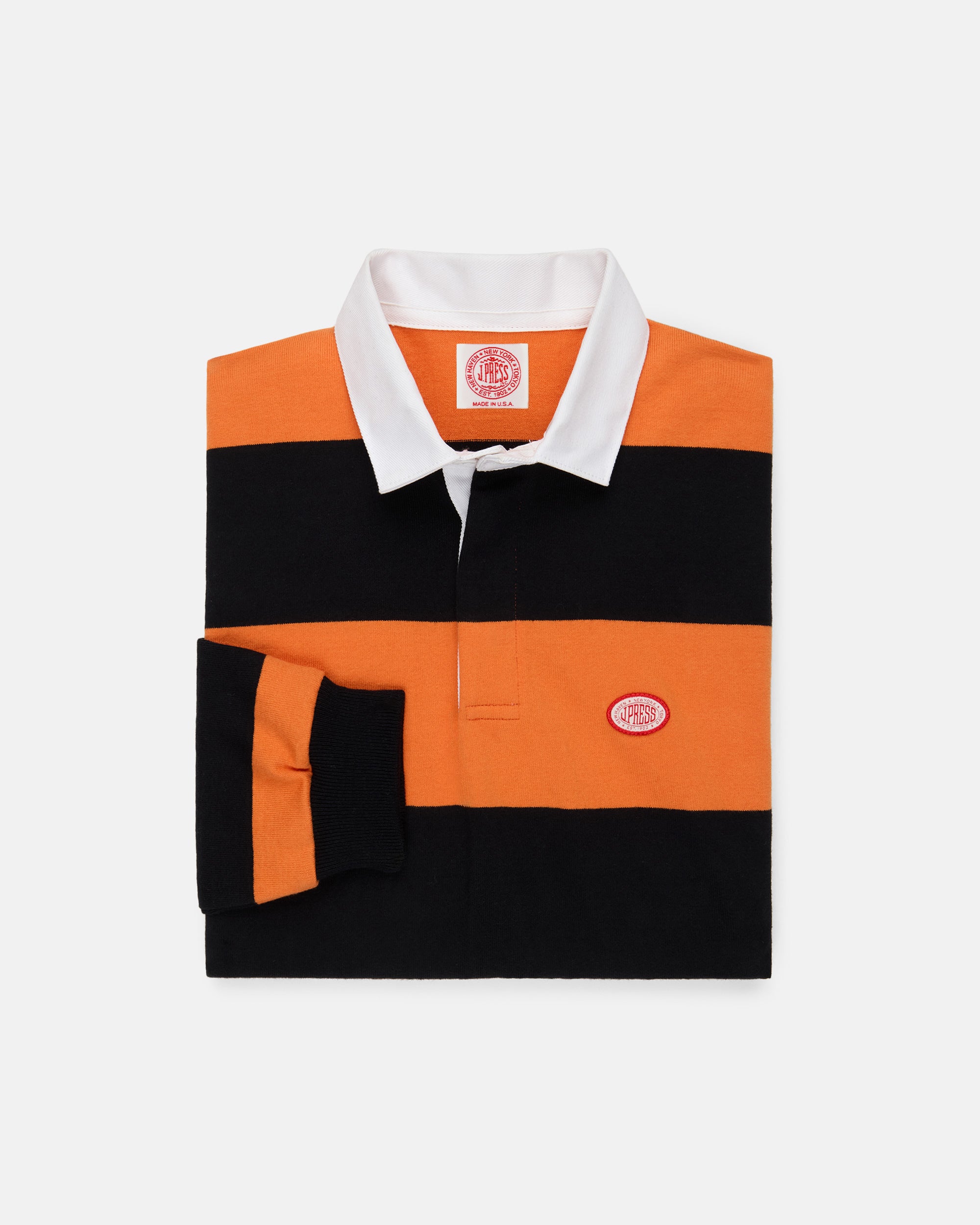 Made-in-USA Orange Guard Stripe J. Press Seal Cotton Rugby