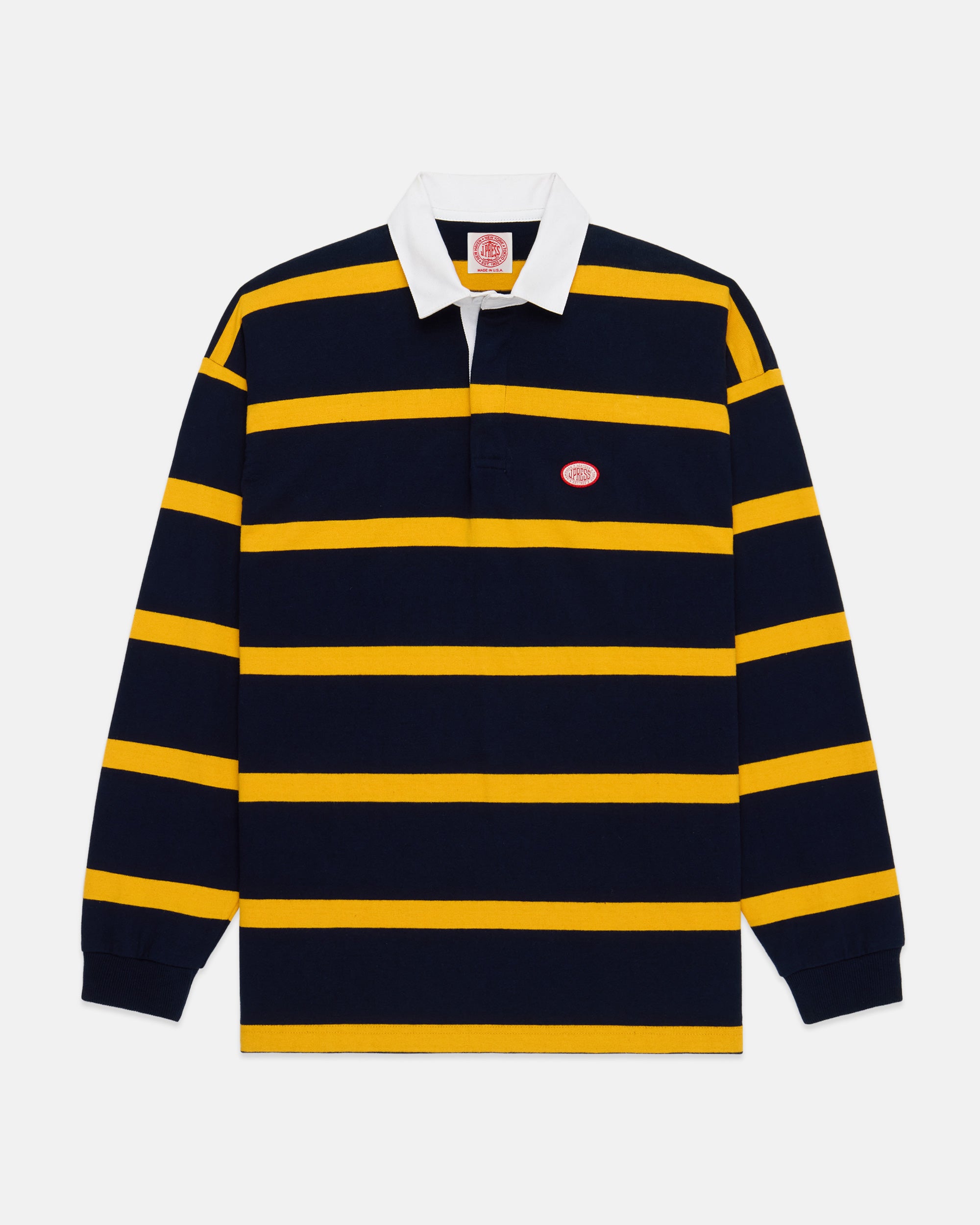 Made-in-USA Yellow Bar Stripe J. Press Seal Cotton Rugby