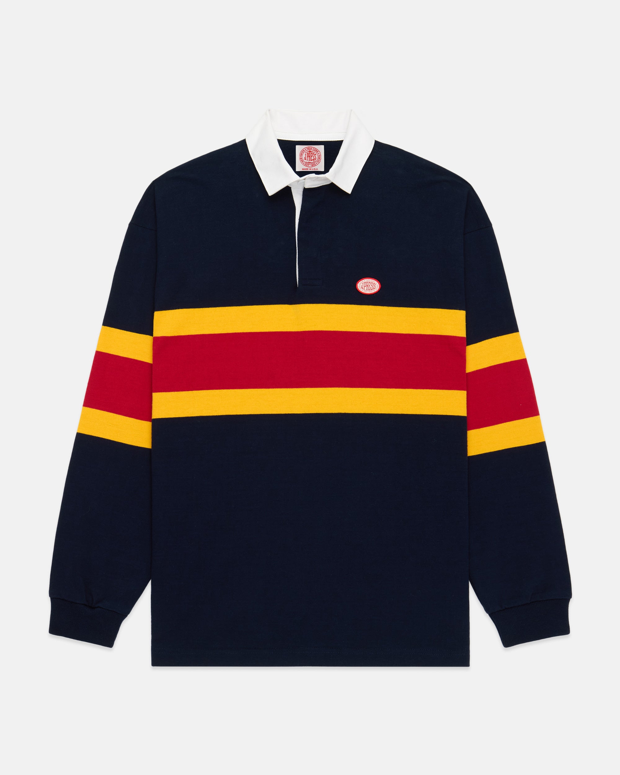 Made-in-USA Navy Mountain Stripe J. Press Seal Cotton Rugby