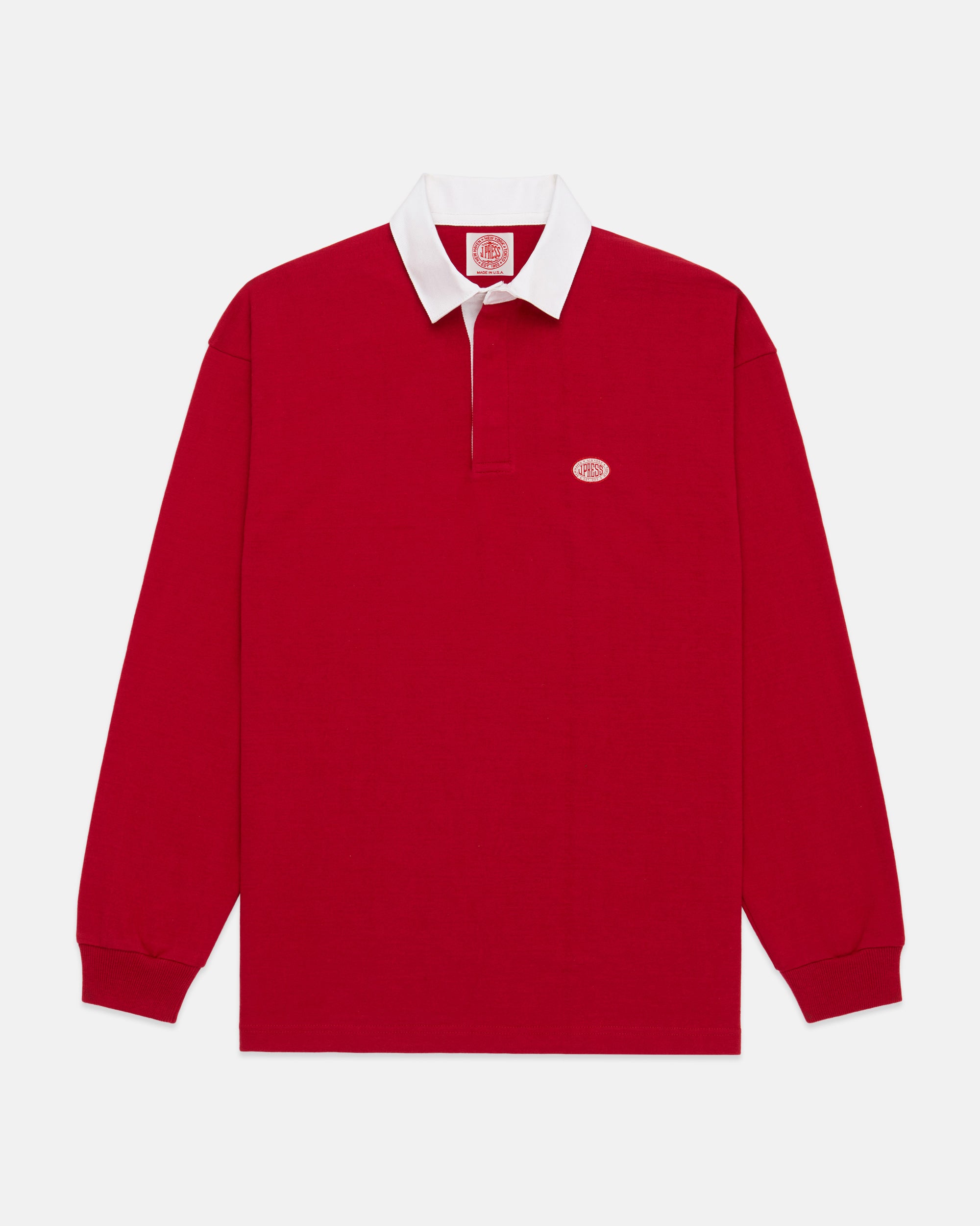 Made-in-USA Solid Red J. Press Seal Rugby Shirt
