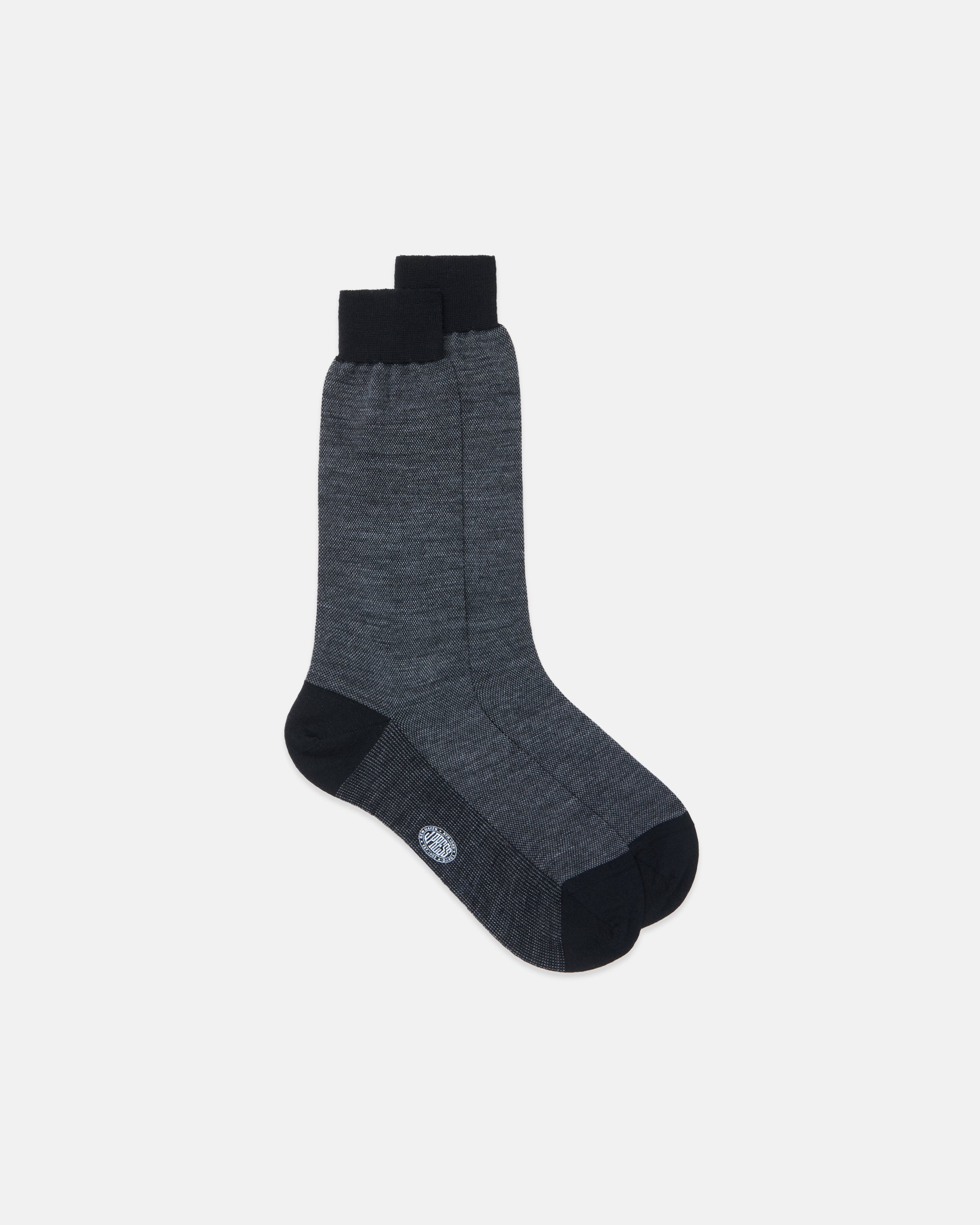 Made-in-Italy Charcoal Birdseye Mid-calf Wool Sock