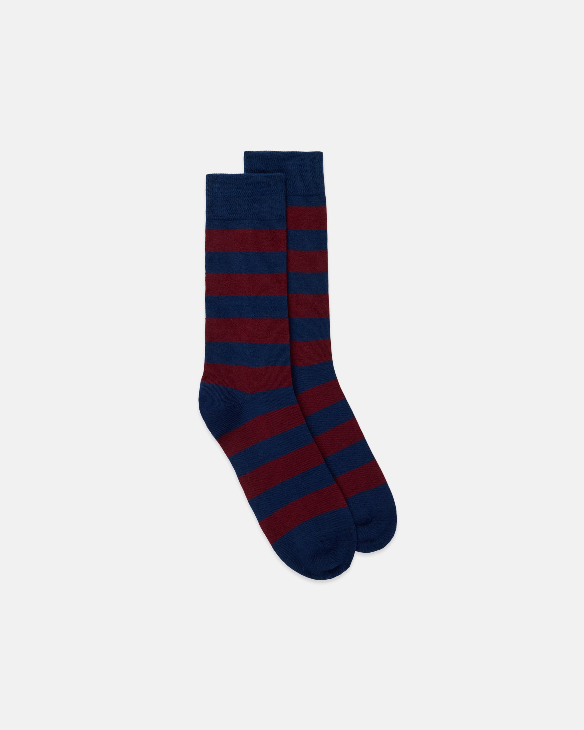 Navy & Burgundy Hoop Stripe Cotton Socks
