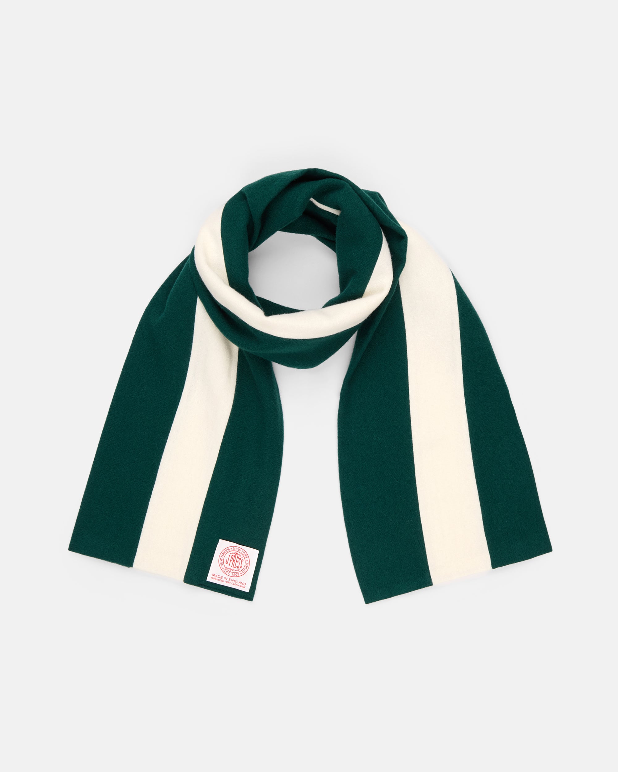 Made-in-England Green & White Wool Schoolboy Muffler